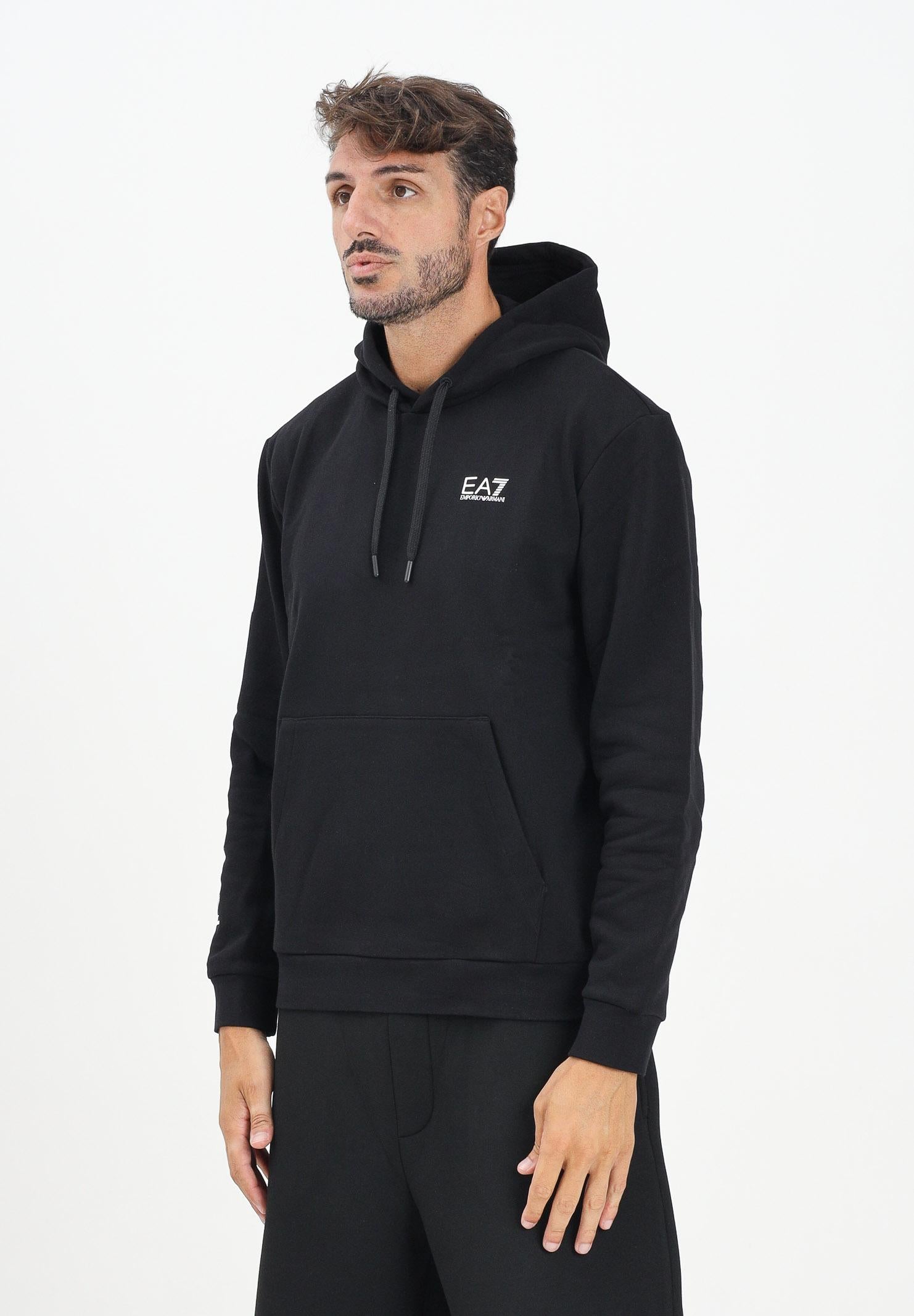 EA7 Felpa con cappuccio nera da uomo caratterizzata da stampa logo 7M000570AF10377 MC001 EA7