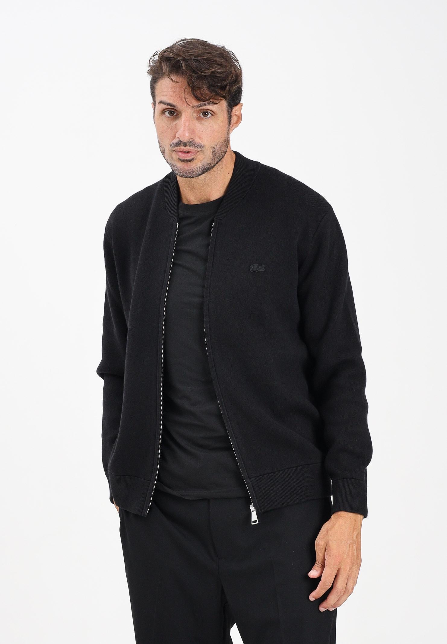 LACOSTE Cardigan nero da uomo con logo AH5177 031 LACOSTE