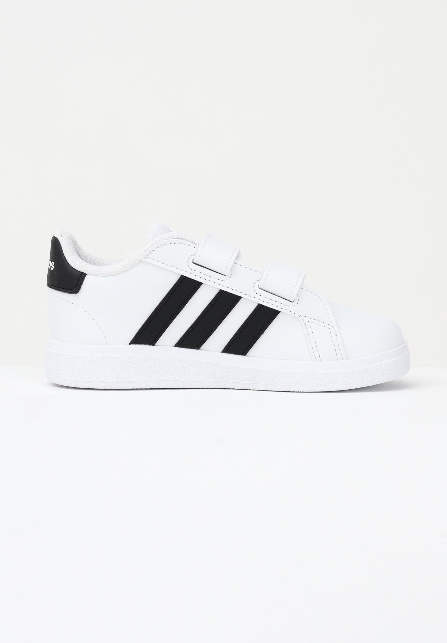 ADIDAS PERFORMANCE Sneakers Grand Court Lifestyle Hook and Loop bianche e nere da neonato GW6527 . ADIDAS PERFORMANCE