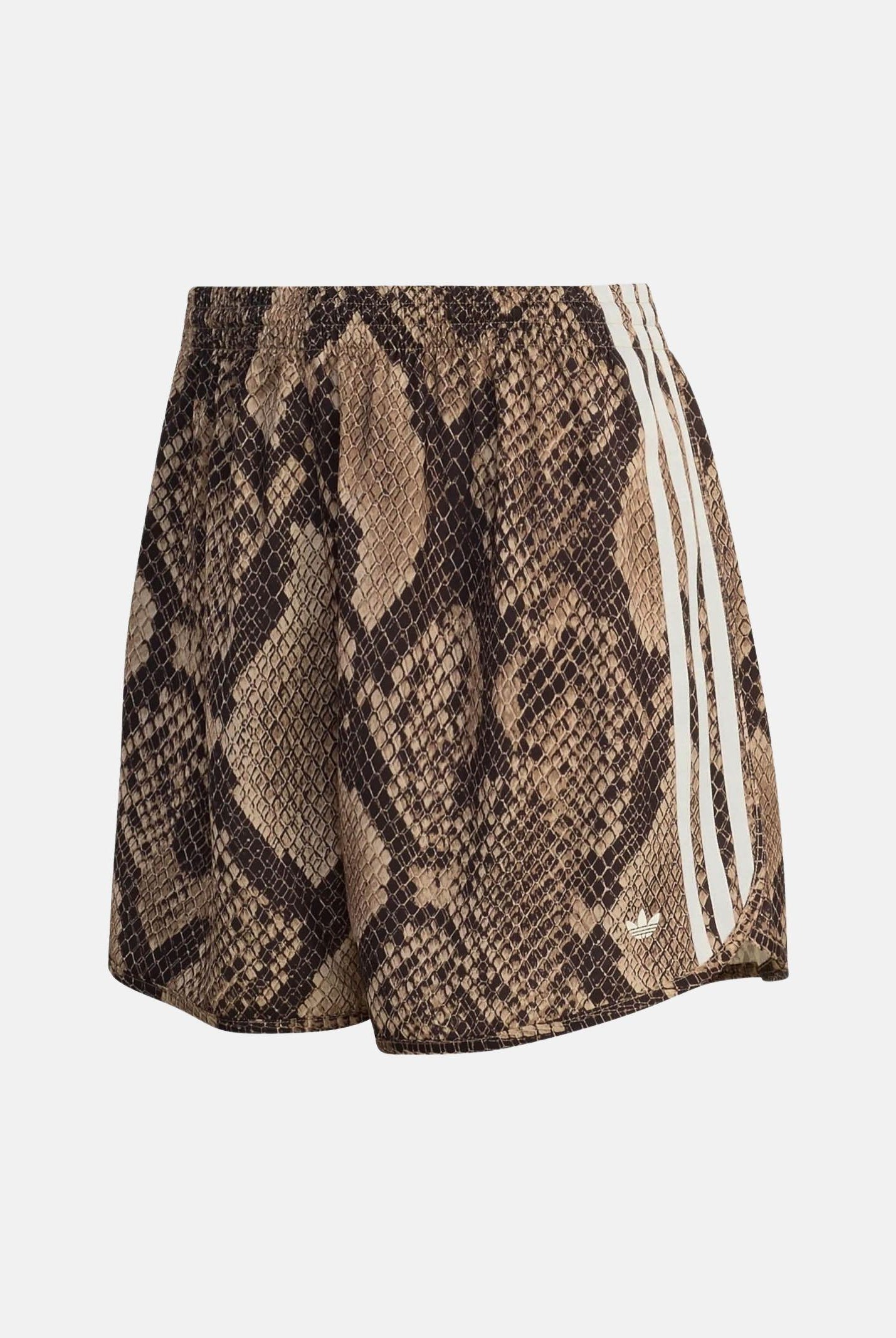 ADIDAS ORIGINALS shorts Snake Print Satin Shorts colore Linen / Magic Beige beige/marrone, donna. KX1895 . ADIDAS ORIGINALS