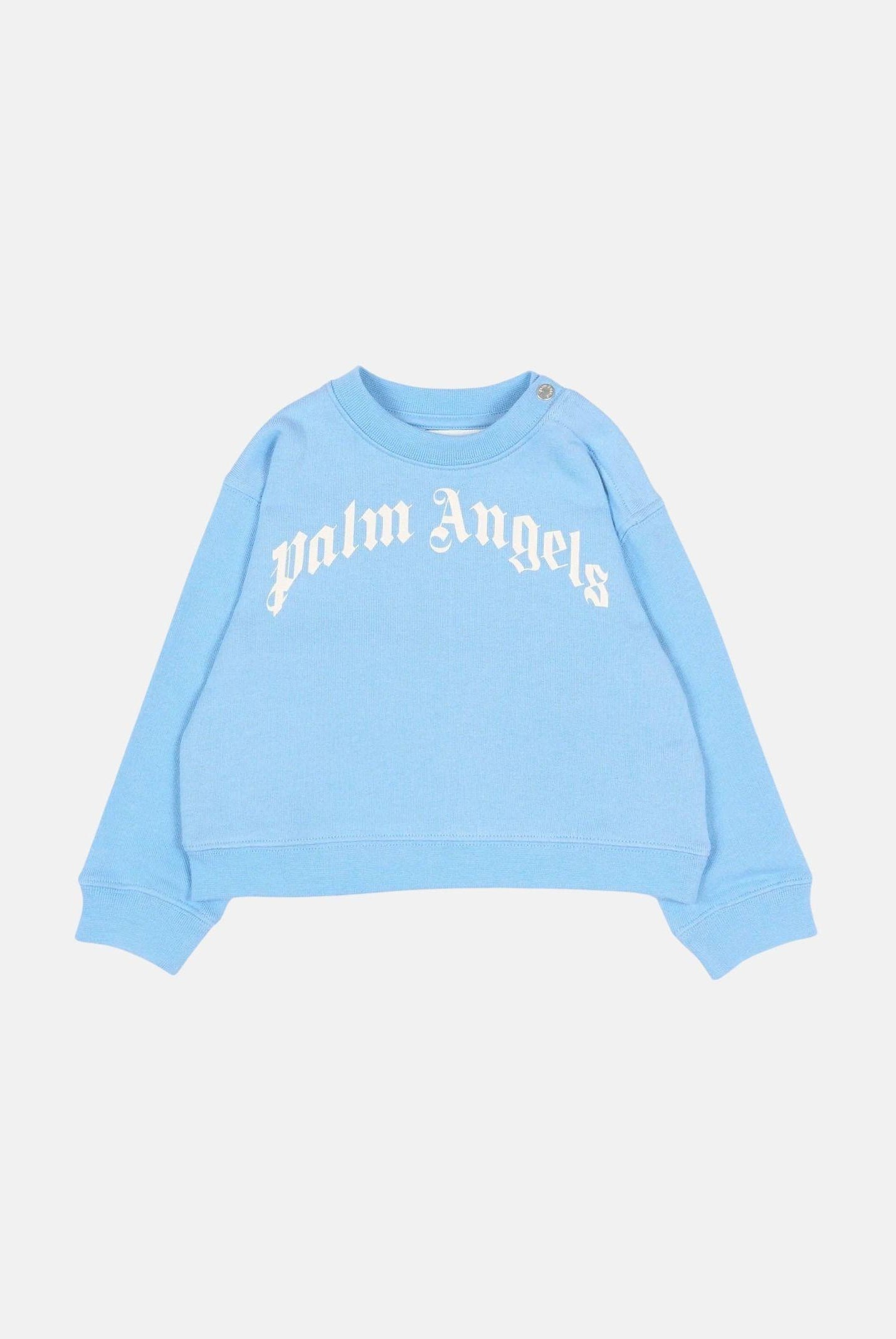 PALM ANGELS Felpa girocollo azzurra da neonato con logo PBXC001S26FLE002 050 PALM ANGELS