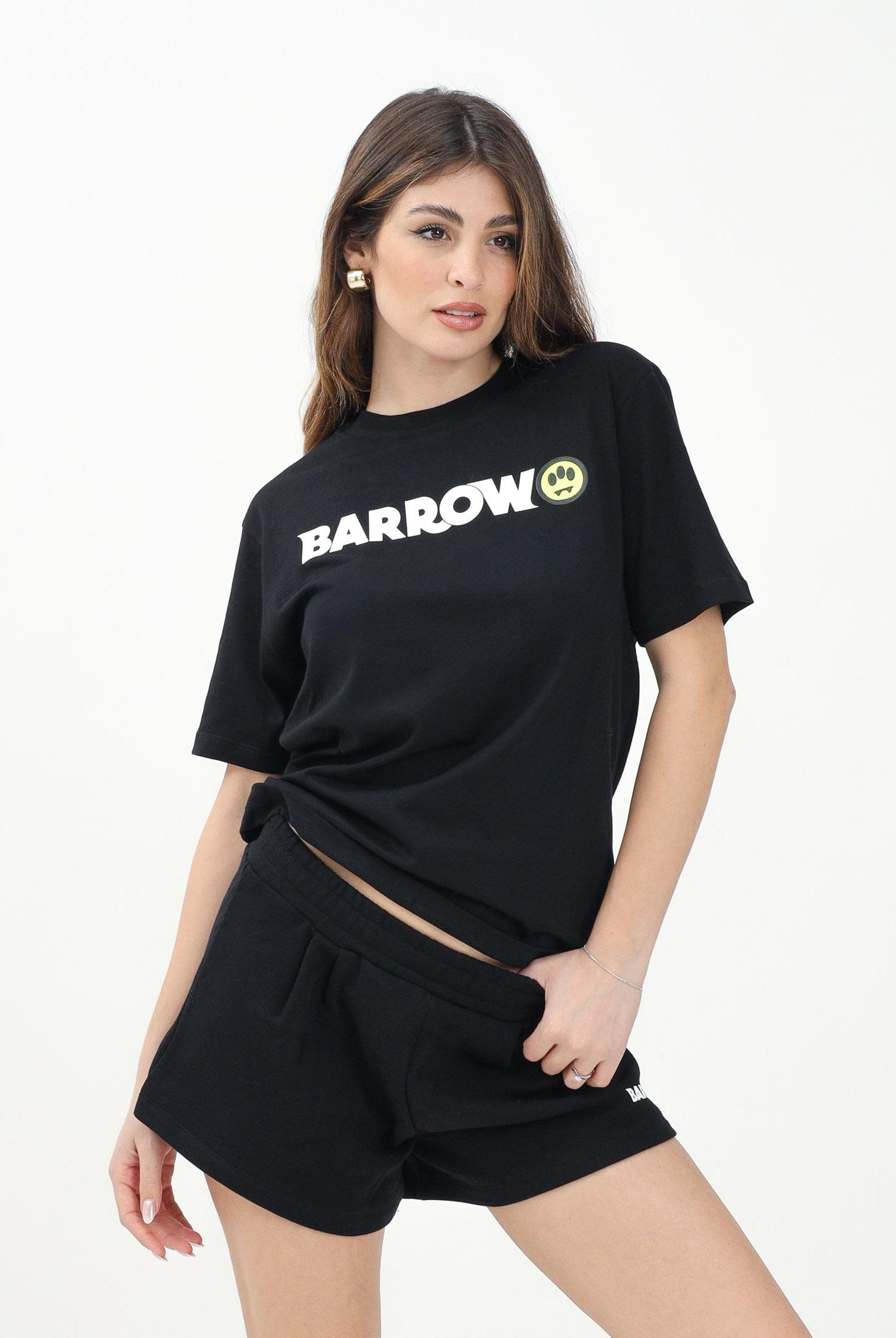BARROW T-shirt a manica corta nera per donna, ragazzi e bambini con stampa logo S5BKJUTH082 110 BARROW