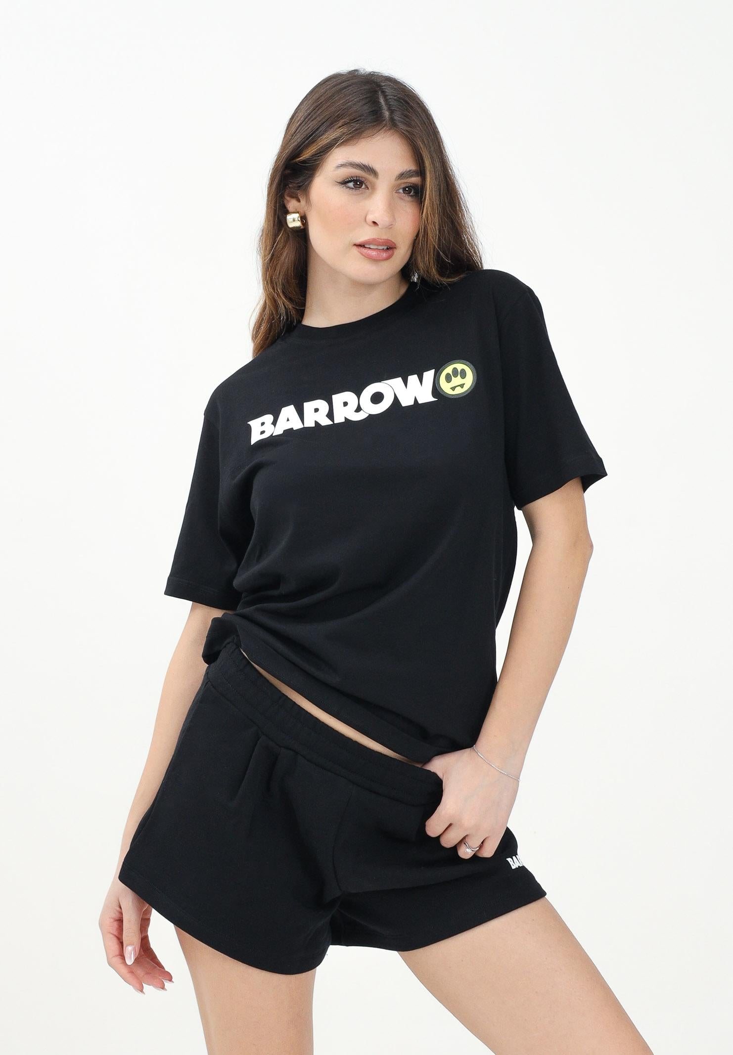 BARROW T-shirt a manica corta nera per donna, ragazzi e bambini con stampa logo S5BKJUTH082 110 BARROW