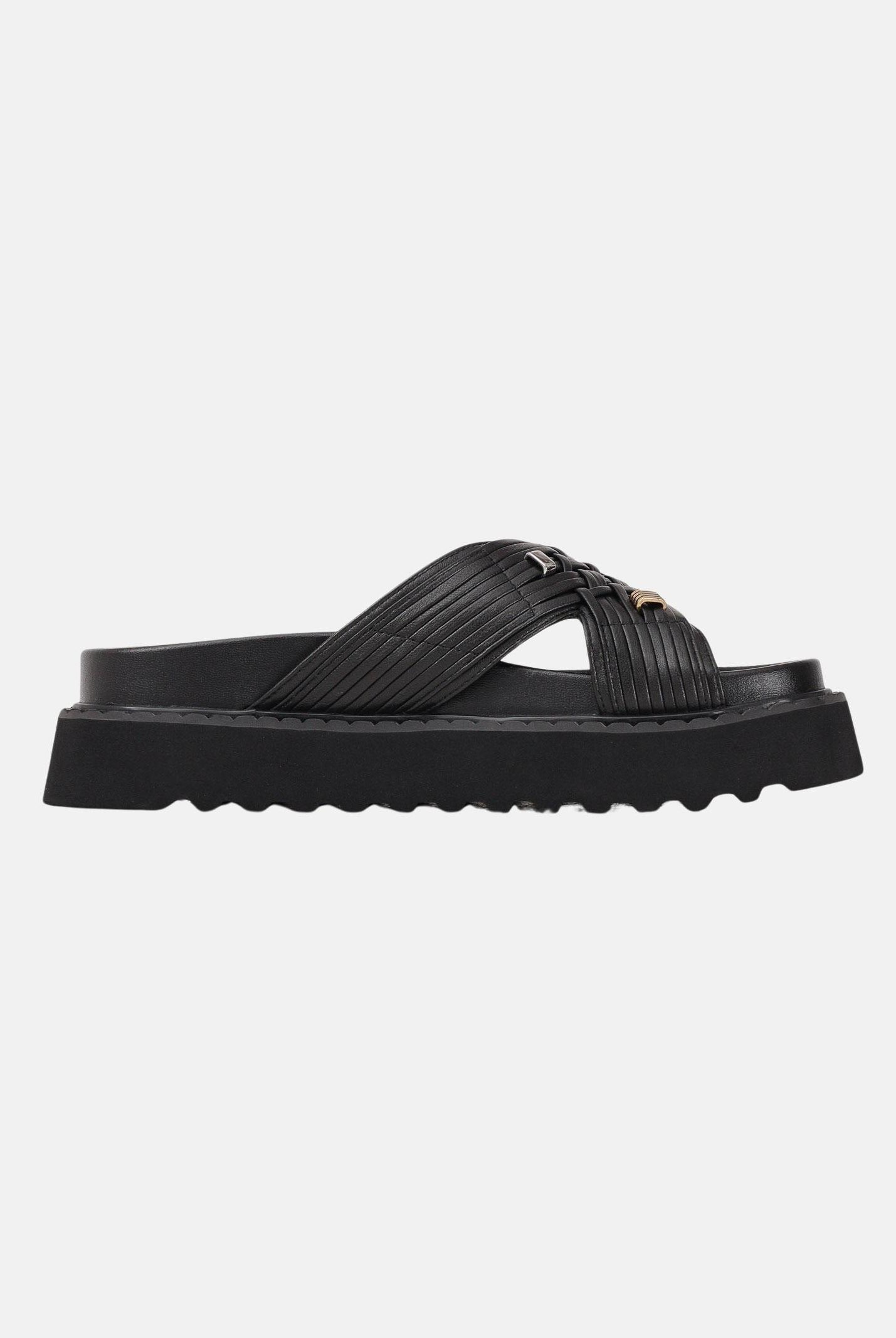 PINKO Ciabatte nere da donna in nappa intrecciata con anelli metallici SD0537P003Z99 Z99 PINKO