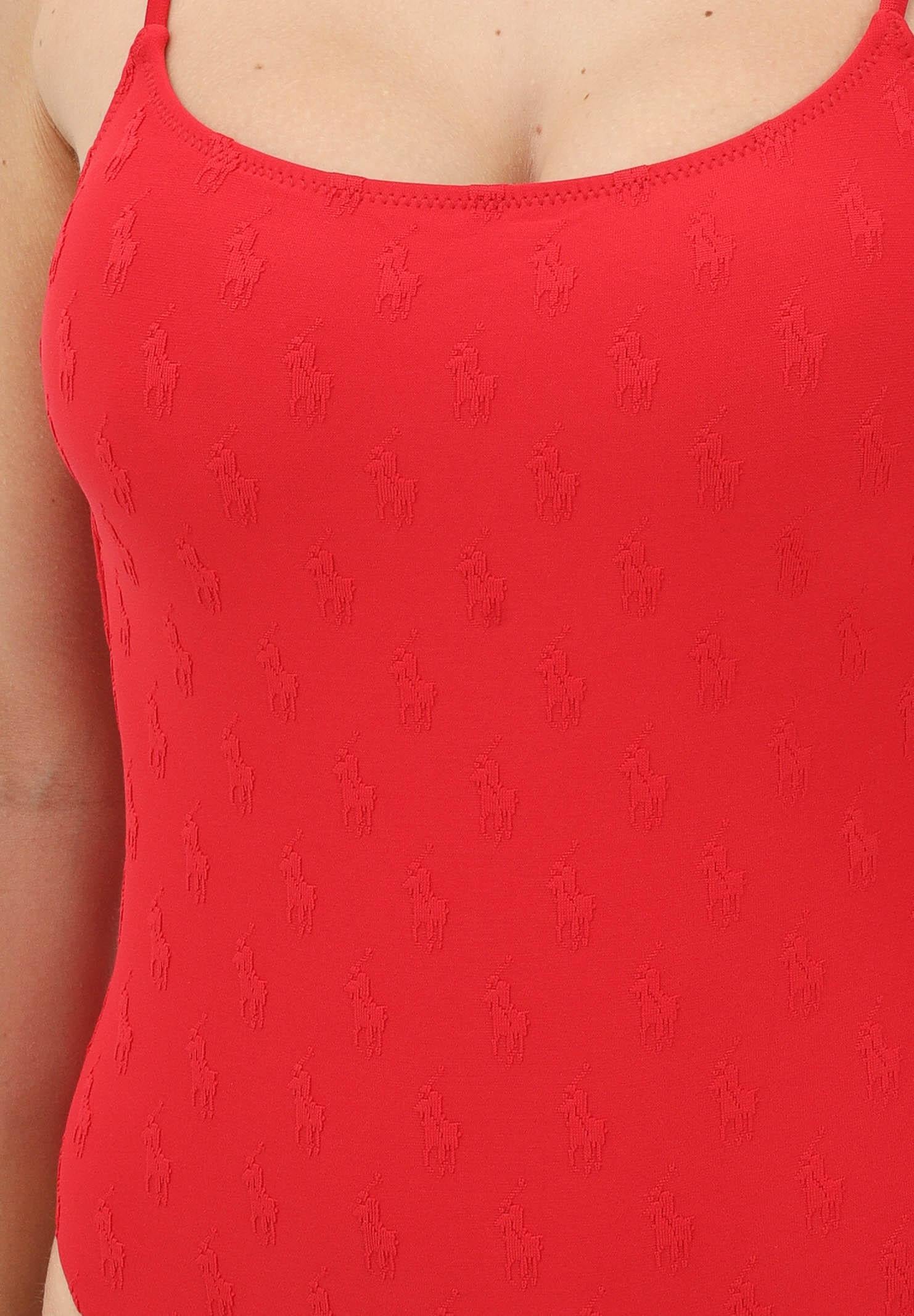 RALPH LAUREN Costume intero rosso da donna con logo all-over 21685304 RE RALPH LAUREN