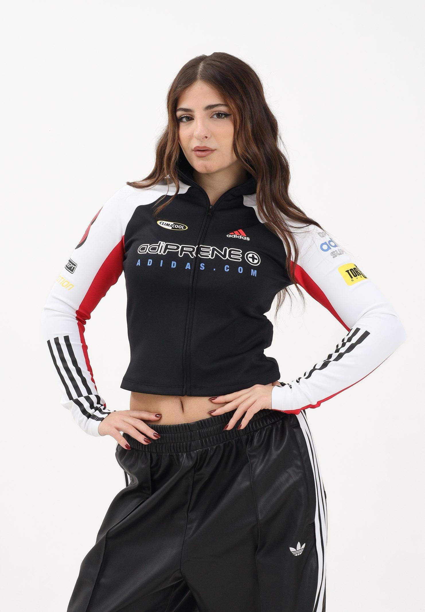 ADIDAS ORIGINALS Felpa con zip TEAMGEIST SLIM nera da donna KH1987 . ADIDAS ORIGINALS