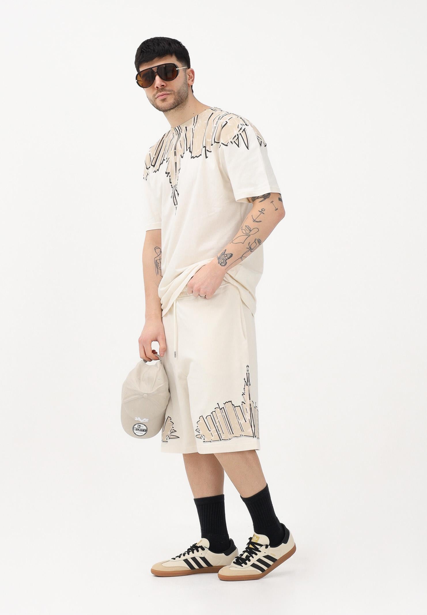 MARCELO BURLON COUNTY OF MILAN Shorts sportivo panna da uomo con stampa S6CMMABE018 412 MARCELO BURLON COUNTY OF MILAN
