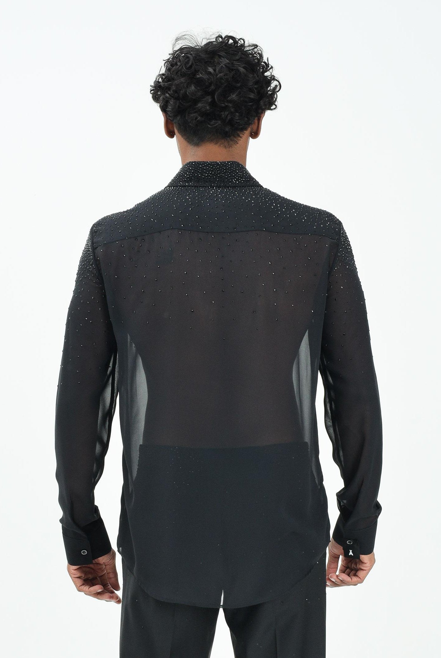 PATRIZIA PEPE Camicia nera da uomo arrichita da strass 5C0334A685 K103 PATRIZIA PEPE