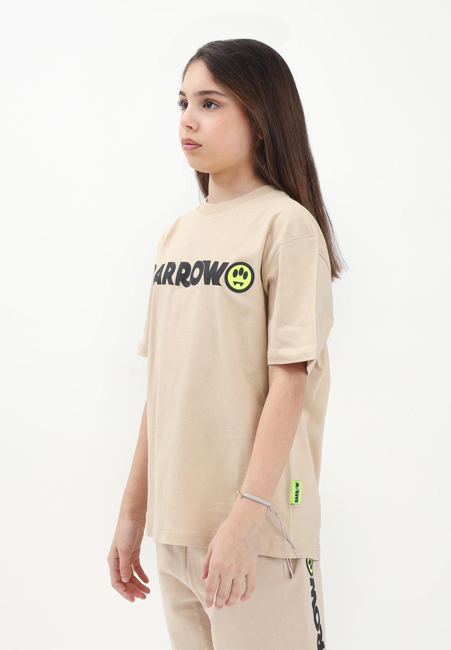BARROW T-shirt a manica corta beige per donna, ragazzi e bambini con stampa logo S5BKJUTH082 092 BARROW