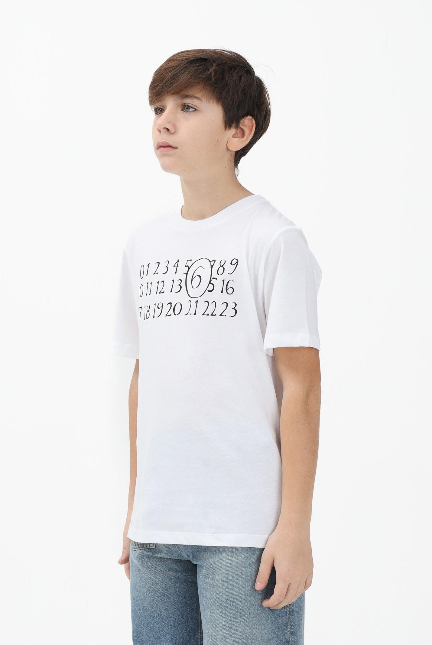 MAISON MARGIELA T-shirt a manica corta bianca per donna, ragazzi e bambini con logo sul petto M61020MM02Y M6100 MAISON MARGIELA