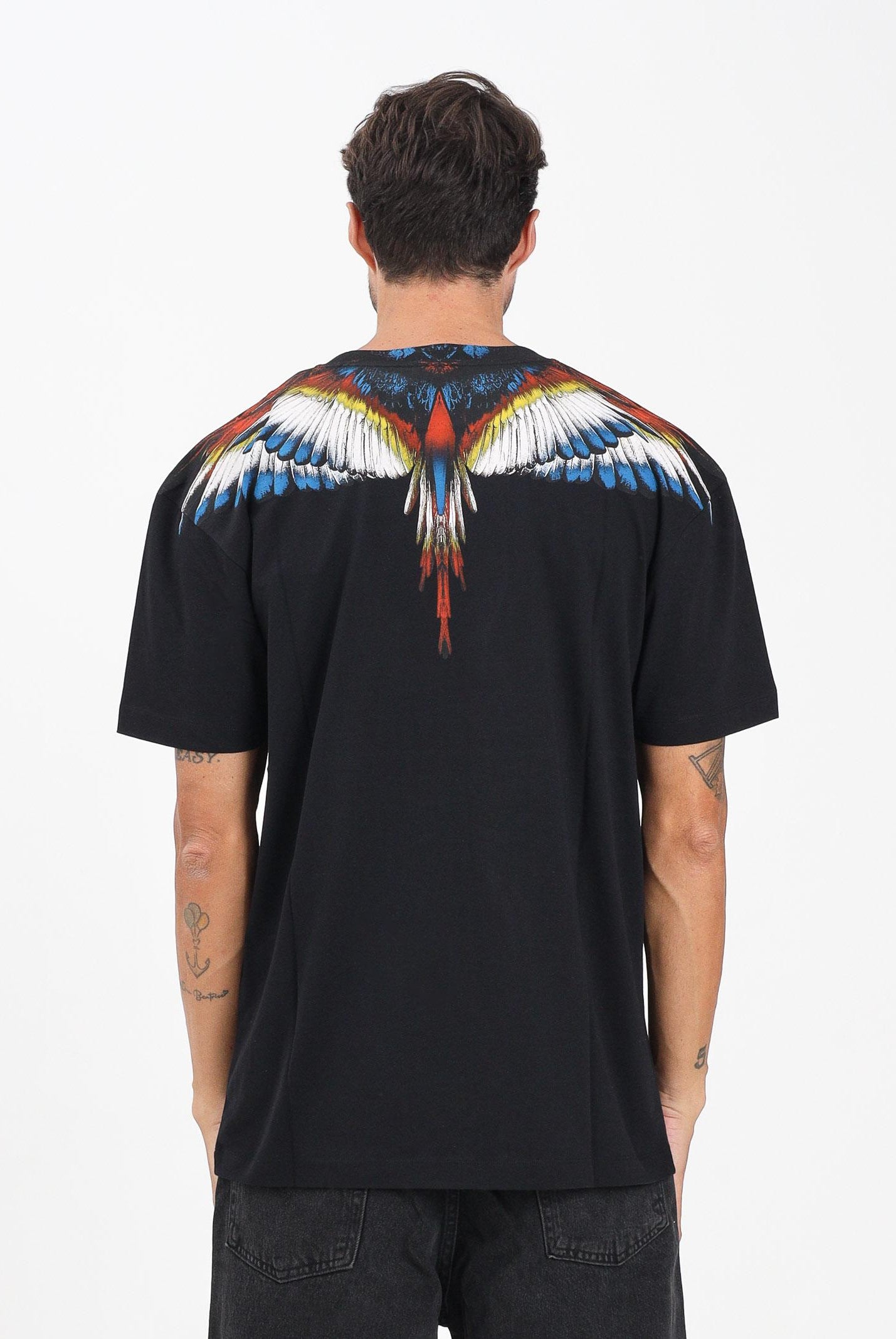 MARCELO BURLON COUNTY OF MILAN T-shirt a manica corta nera da uomo caratterizzata dalla stampa di grandi ali F5CAMATH023 110 MARCELO BURLON COUNTY OF MILAN