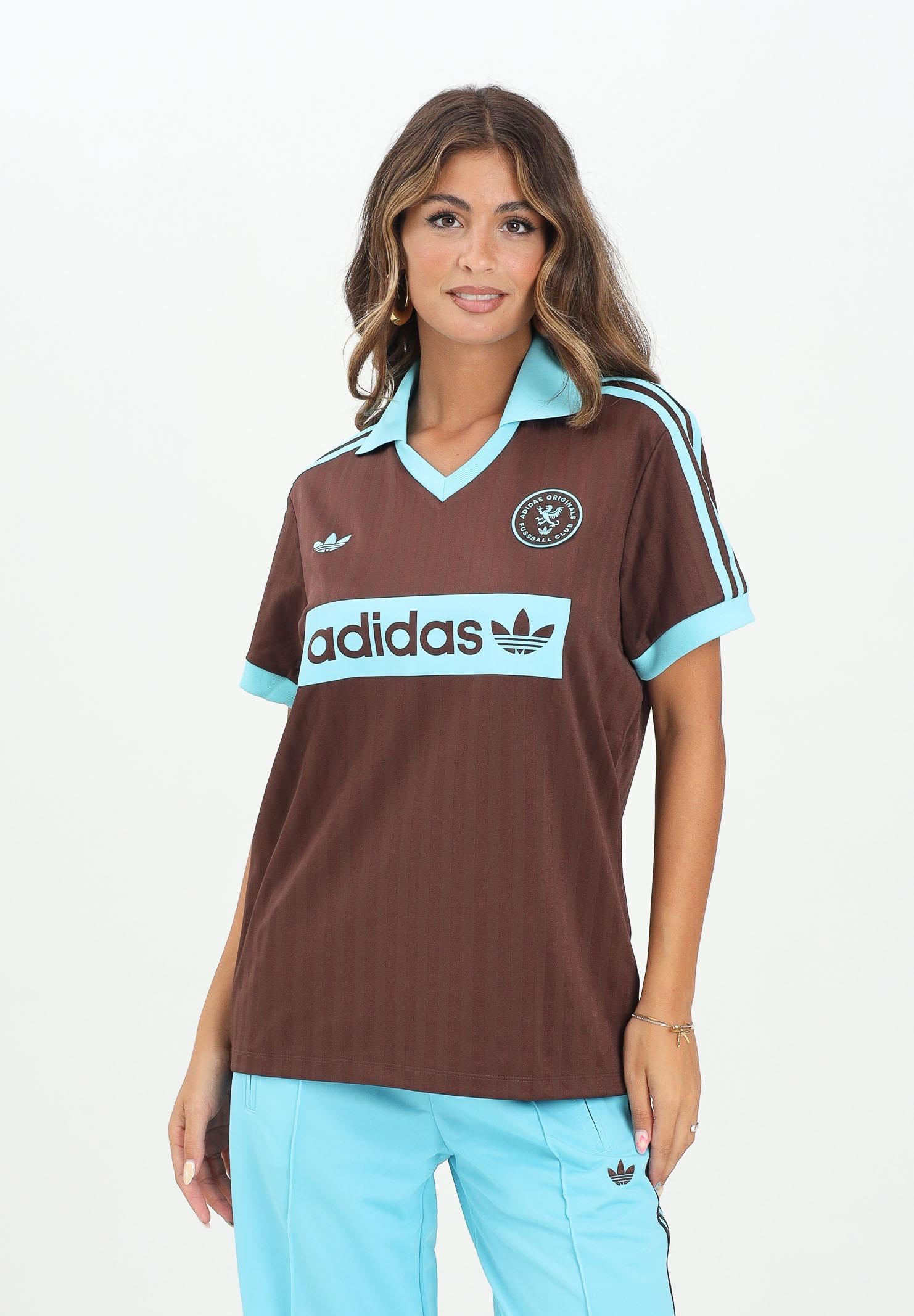 ADIDAS ORIGINALS Polo a manica corta Graphic Football-Inspired Jersey marrone da donna JY3542 ADIDAS ORIGINALS