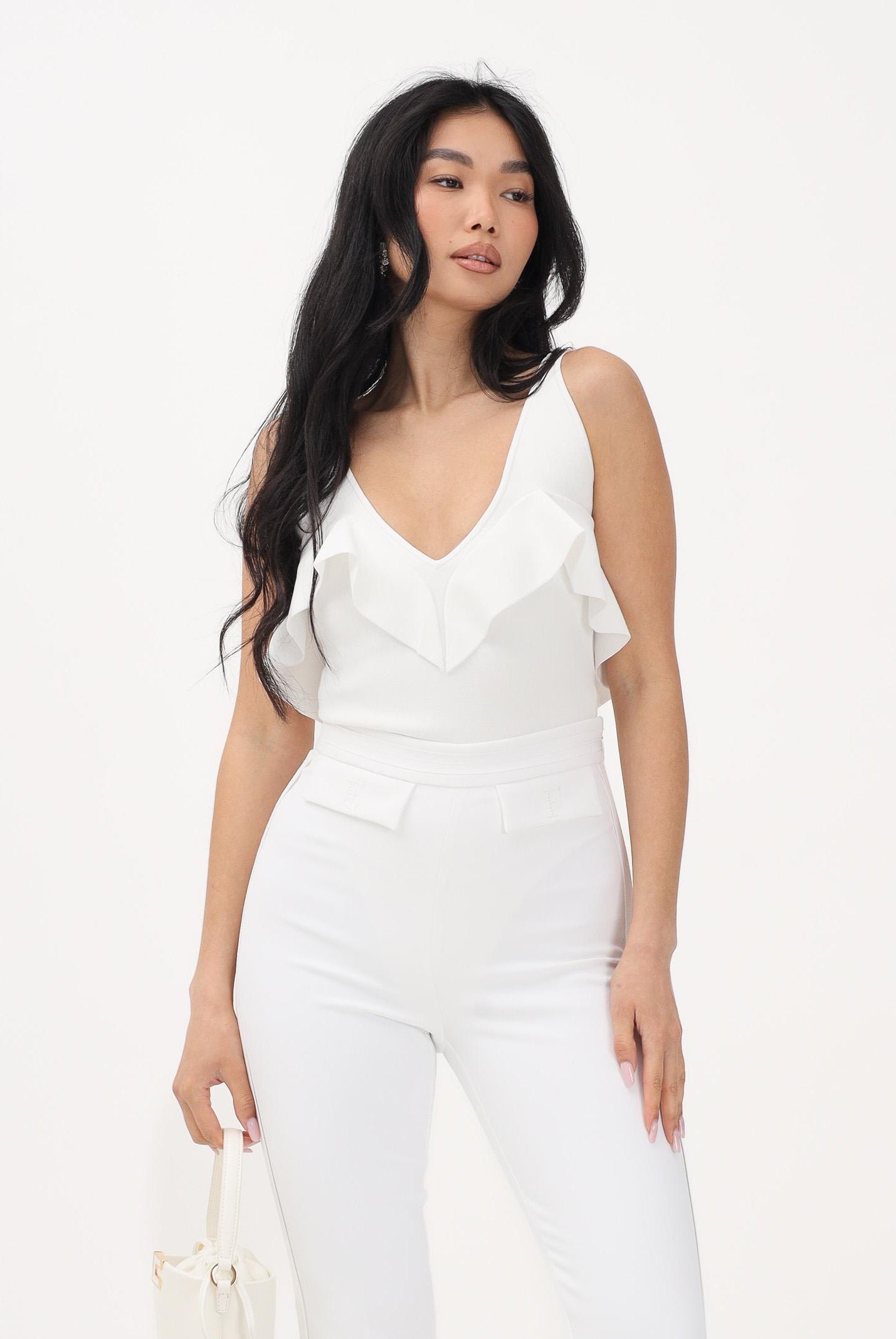 ELISABETTA FRANCHI Body avorio da donna con volant BK86B62E2 360 ELISABETTA FRANCHI