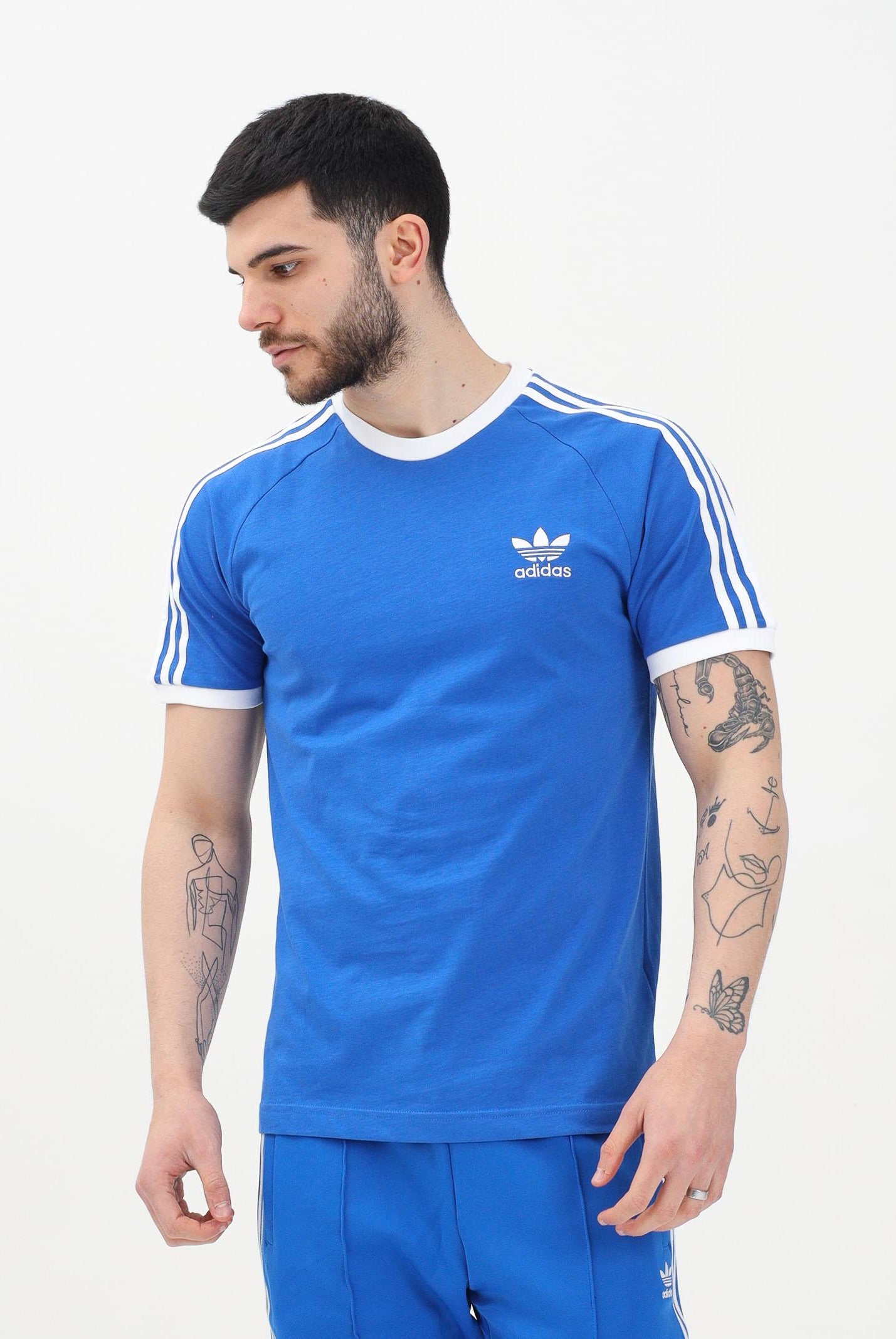 ADIDAS ORIGINALS T-shirt a manica corta Adicolor Classics 3-Stripes blu da uomo JD2880 . ADIDAS ORIGINALS