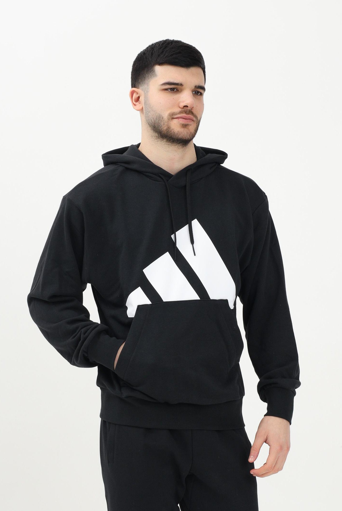 ADIDAS PERFORMANCE Felpa con cappuccio Essentials Big Logo French Terry nera da uomo IN6164 . ADIDAS PERFORMANCE