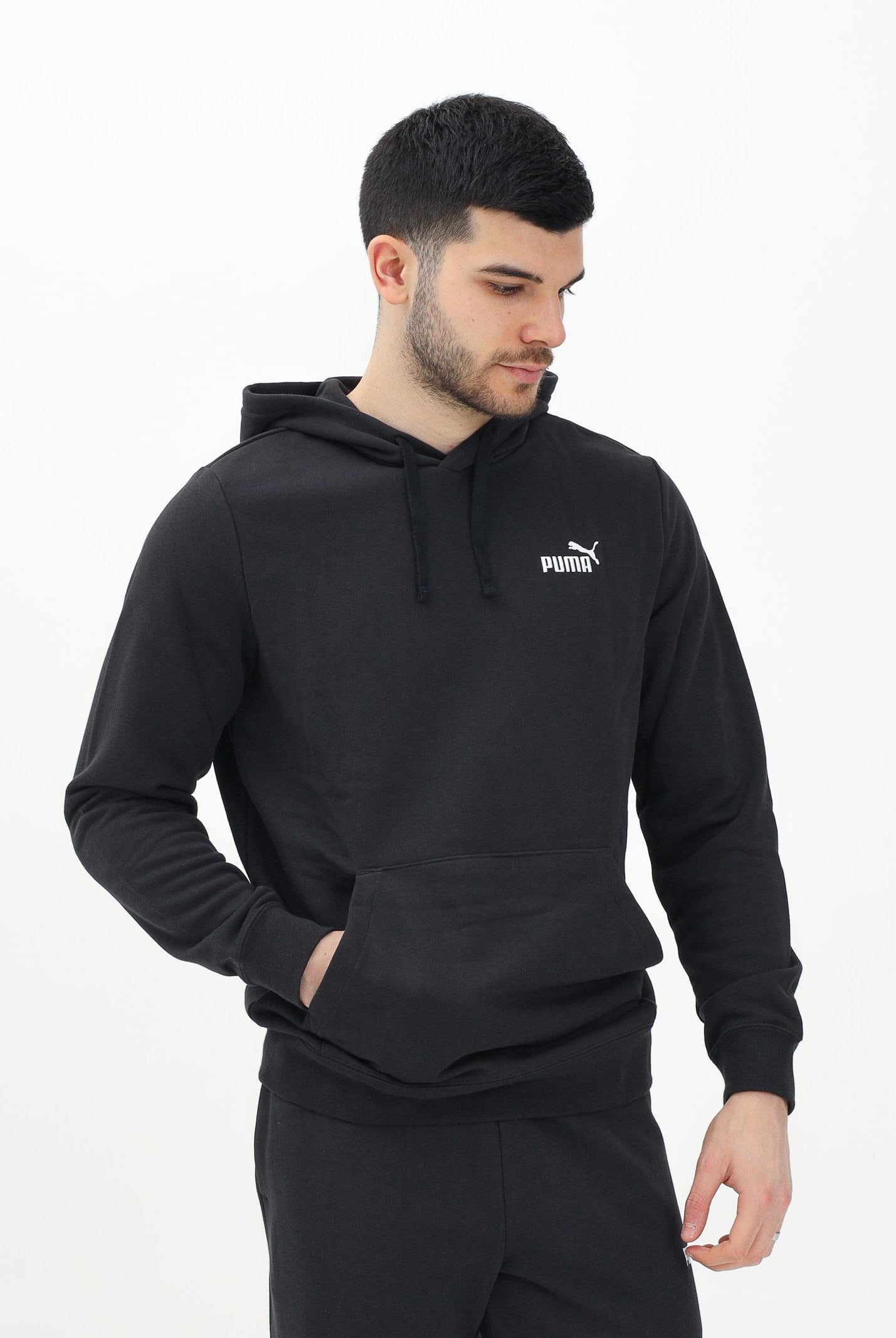 PUMA Felpa con cappuccio Essentials nera da uomo 682576 01 PUMA