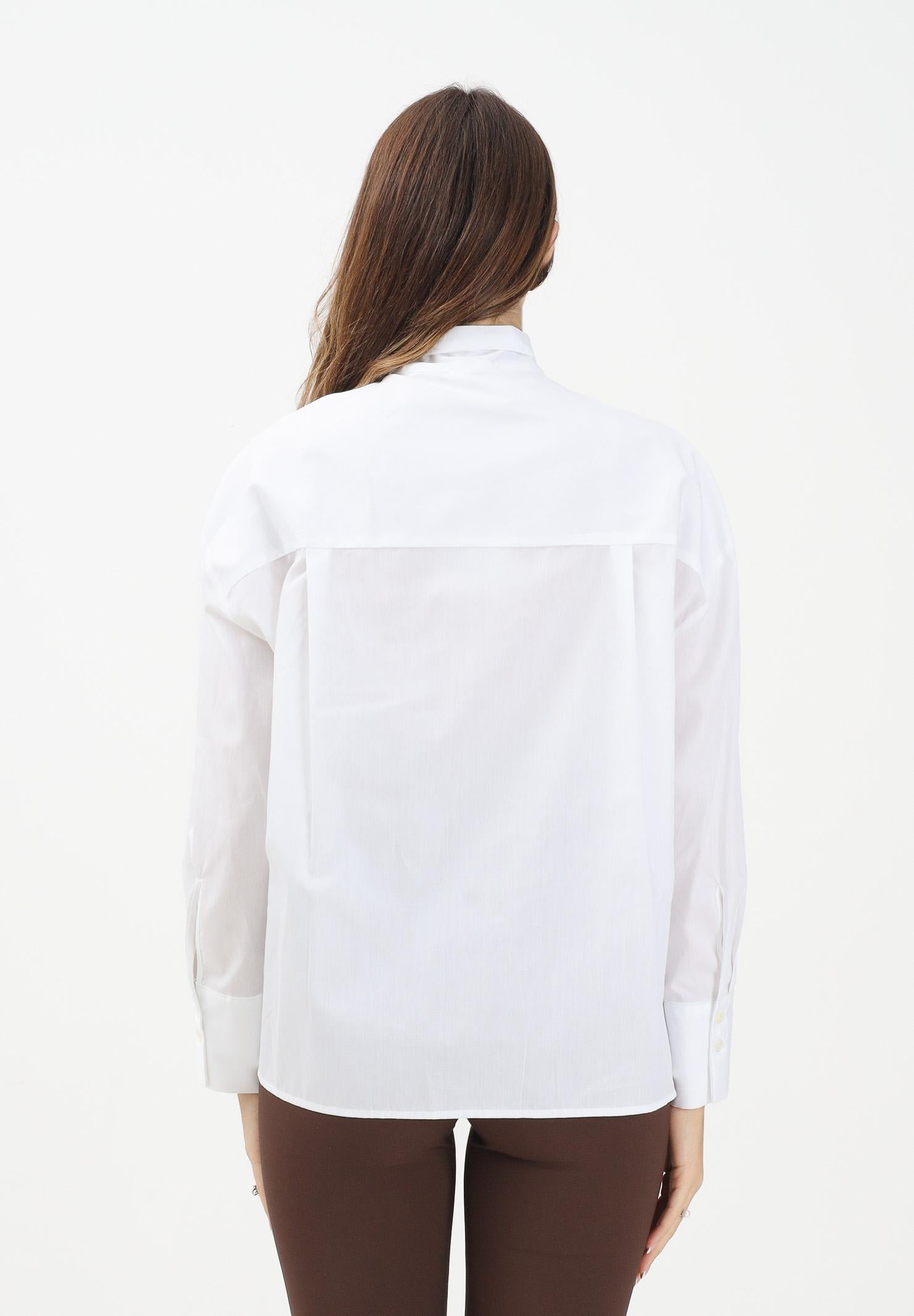 VICOLO Camicia a manica lunga bianca da donna con fiocco TF0483 BI VICOLO