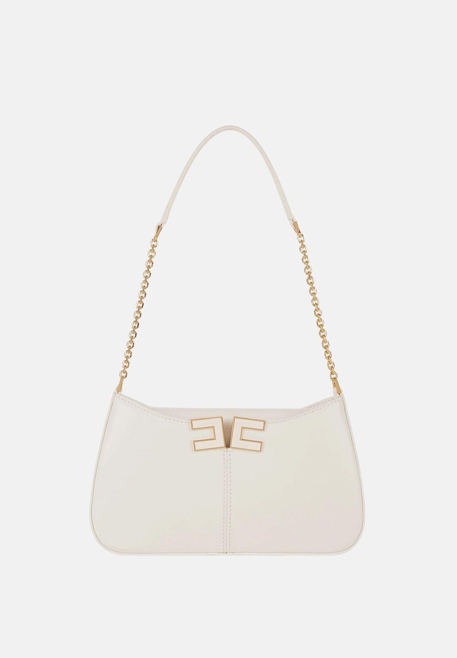ELISABETTA FRANCHI Borsa a spalla avorio da donna con dettaglio logo BS93A61E2 360 ELISABETTA FRANCHI