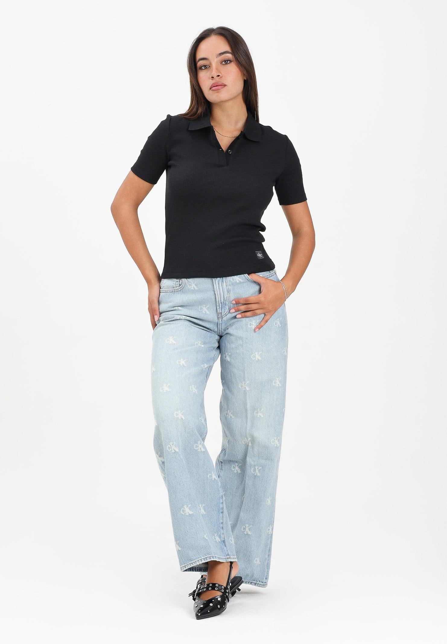 CALVIN KLEIN JEANS Jeans in denim chiaro da donna con monogramma logo LV047C785G0MI CALVIN KLEIN JEANS