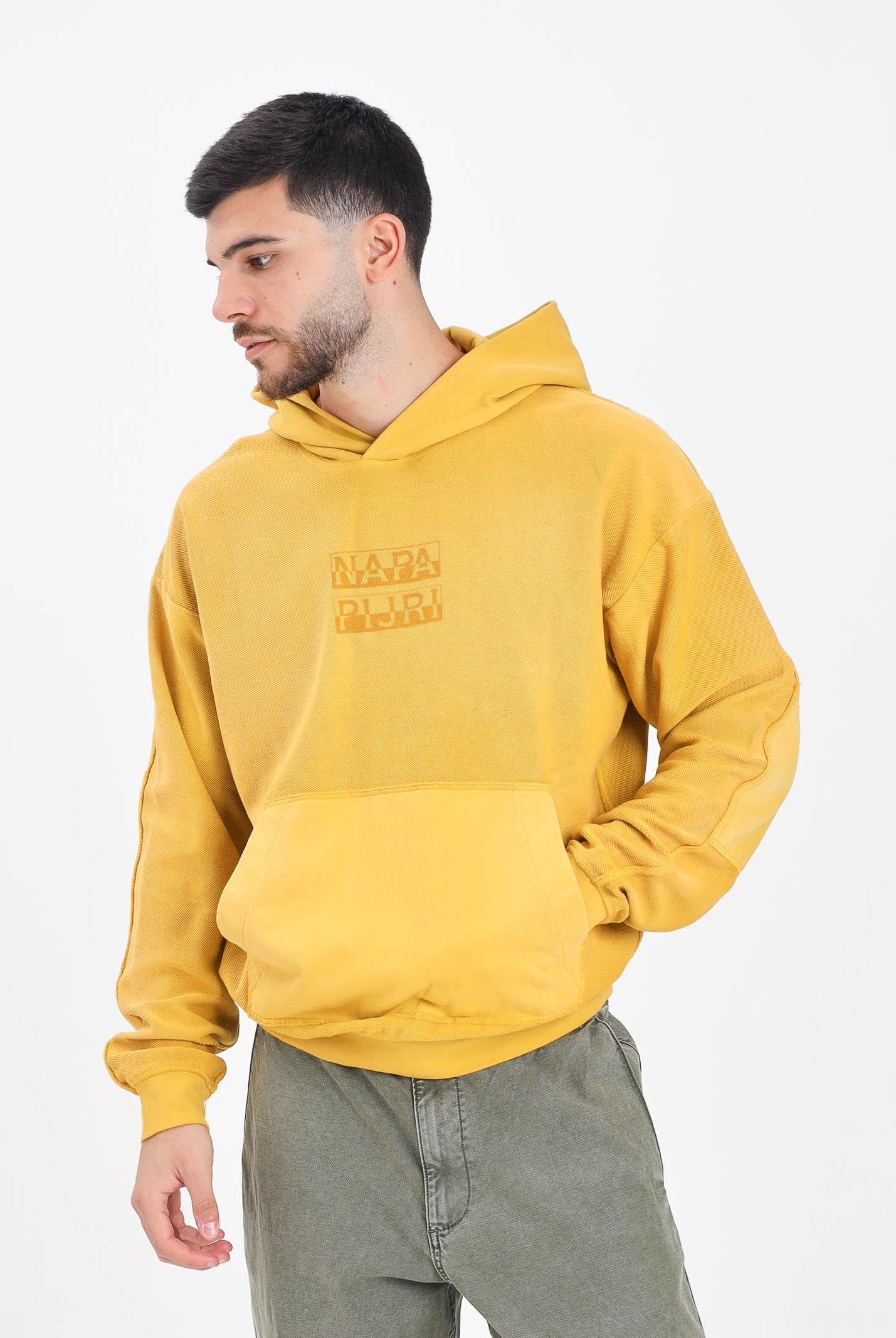 NAPAPIJRI Felpa con cappuccio Comel in French Terry gialla da uomo NP0A88Y8Y1O1 NAPAPIJRI