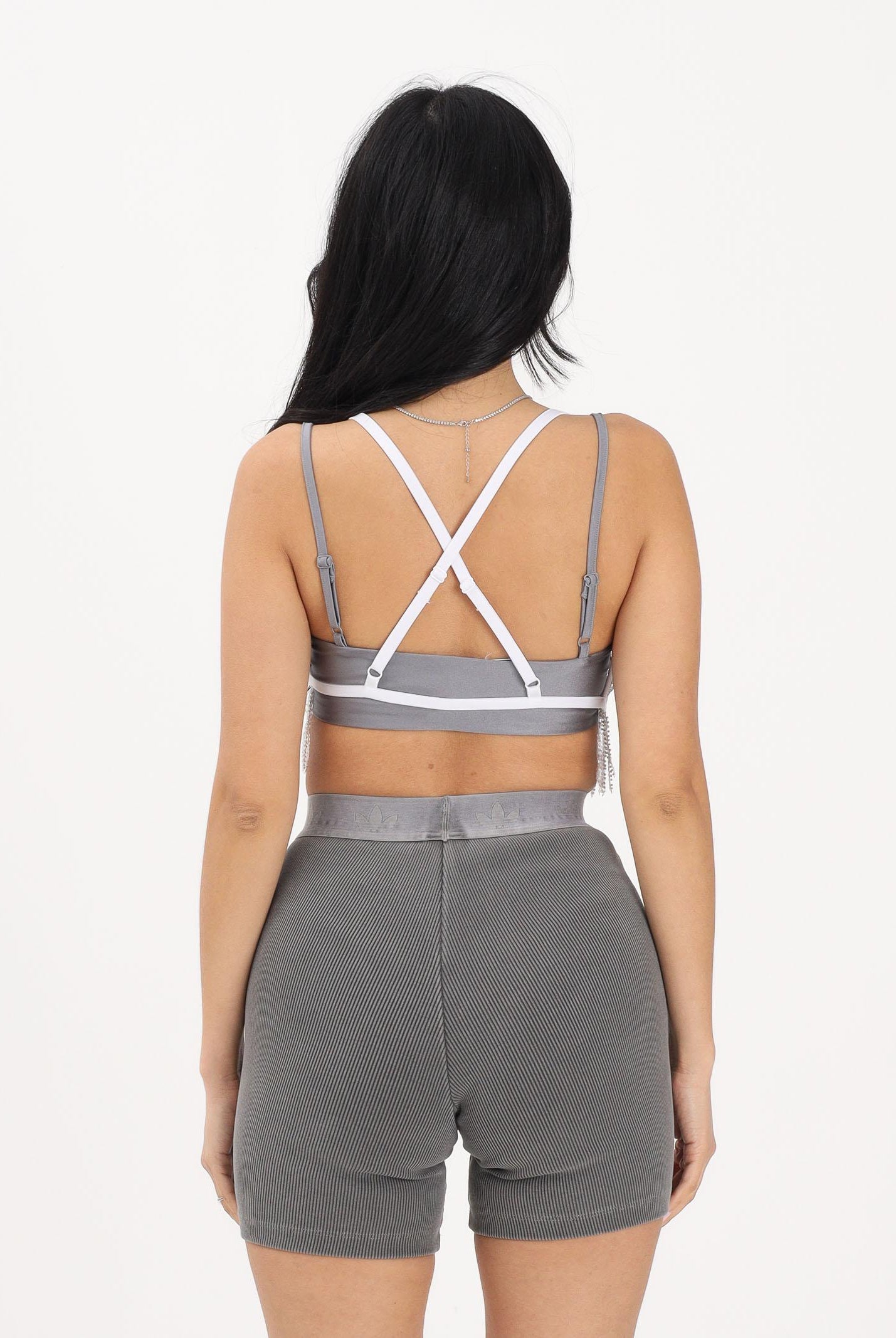 ADIDAS ORIGINALS Top SUNSET RHYTHMS grigio e bianco da donna HZ1005 . ADIDAS ORIGINALS