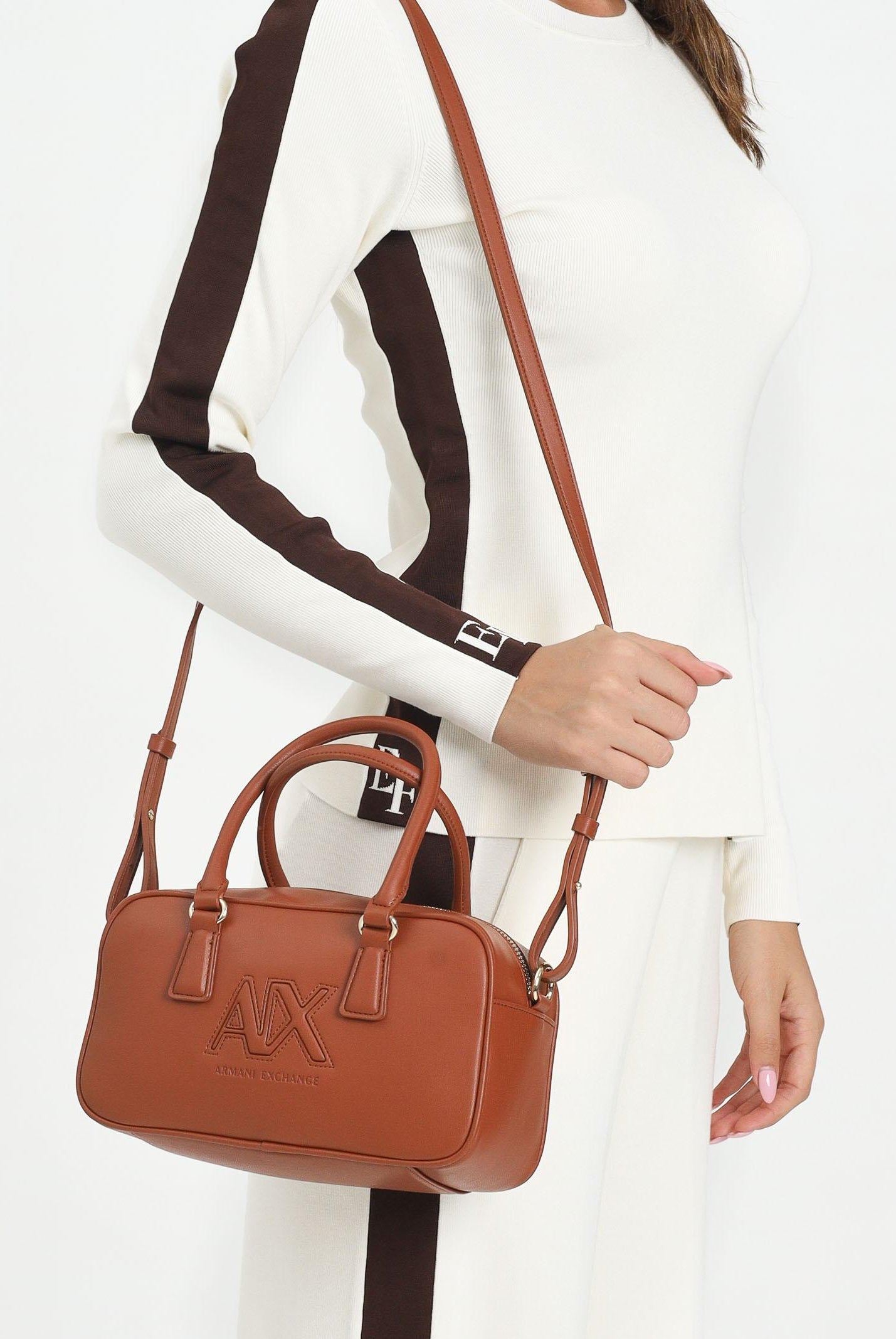 ARMANI EXCHANGE Borsa a spalla cuoio da donna con ricamo logo XW001567AF15634 U6048 ARMANI EXCHANGE