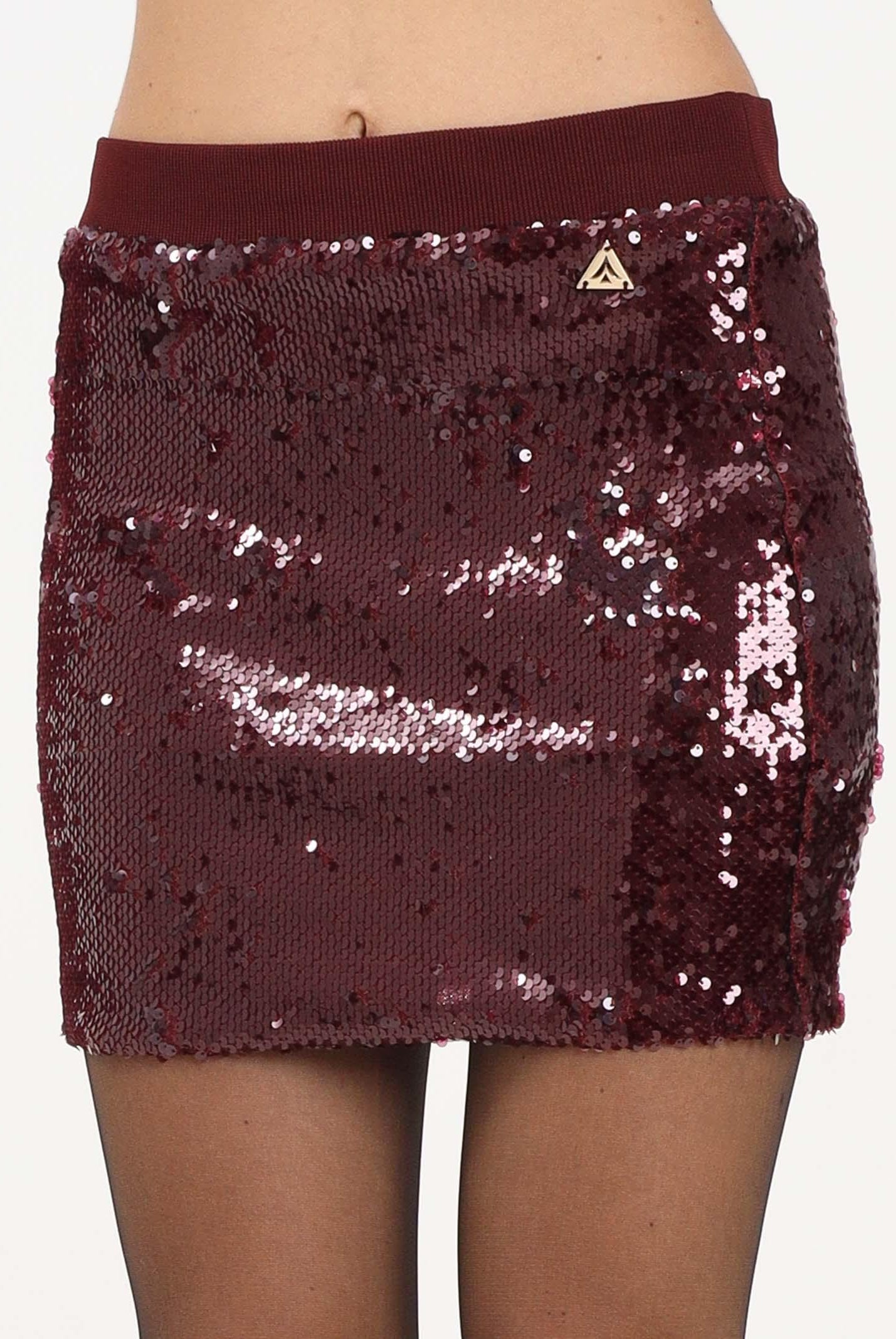 AKEP Gonna corta bordeaux da donna interamente ricoperta di paillettes GOKD11102 V1 AKEP