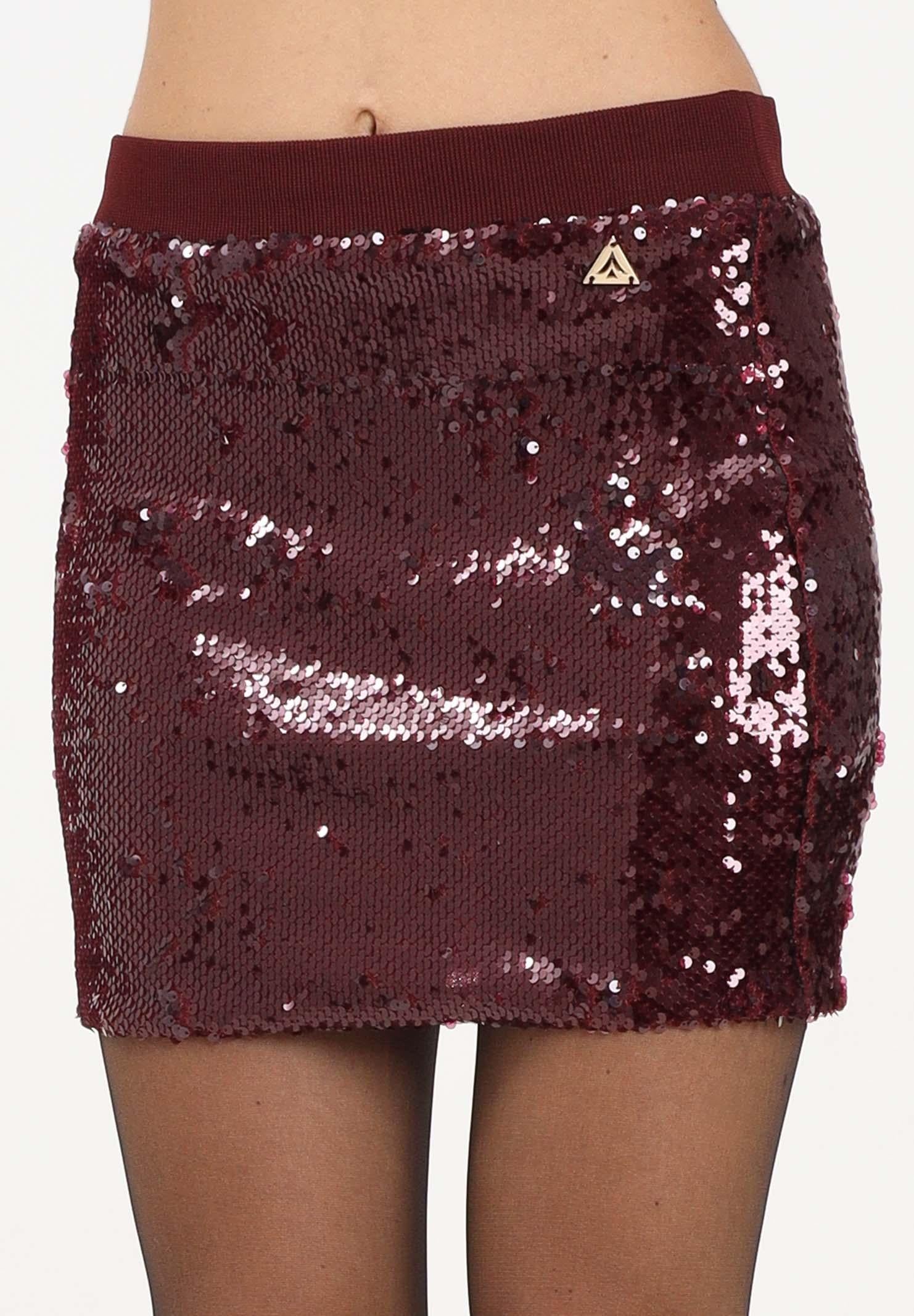 AKEP Gonna corta bordeaux da donna interamente ricoperta di paillettes GOKD11102 V1 AKEP