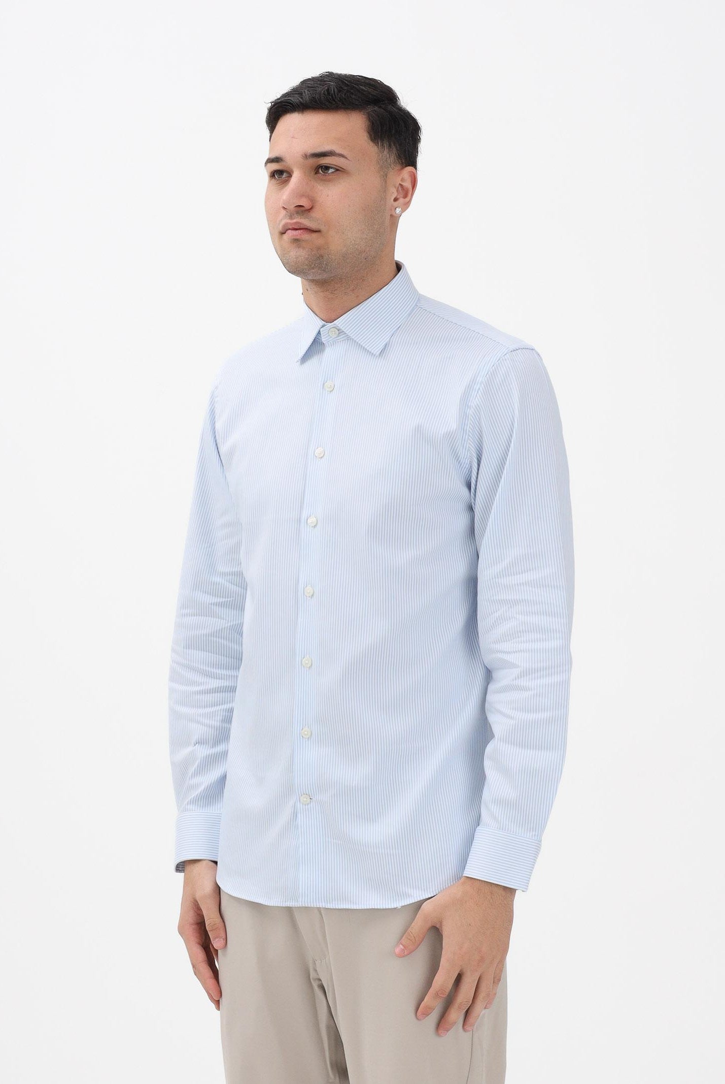 SELECTED HOMME Camicia a manica lunga bianca e azzurra da uomo con motivo a righe 16092939 CABL SELECTED HOMME