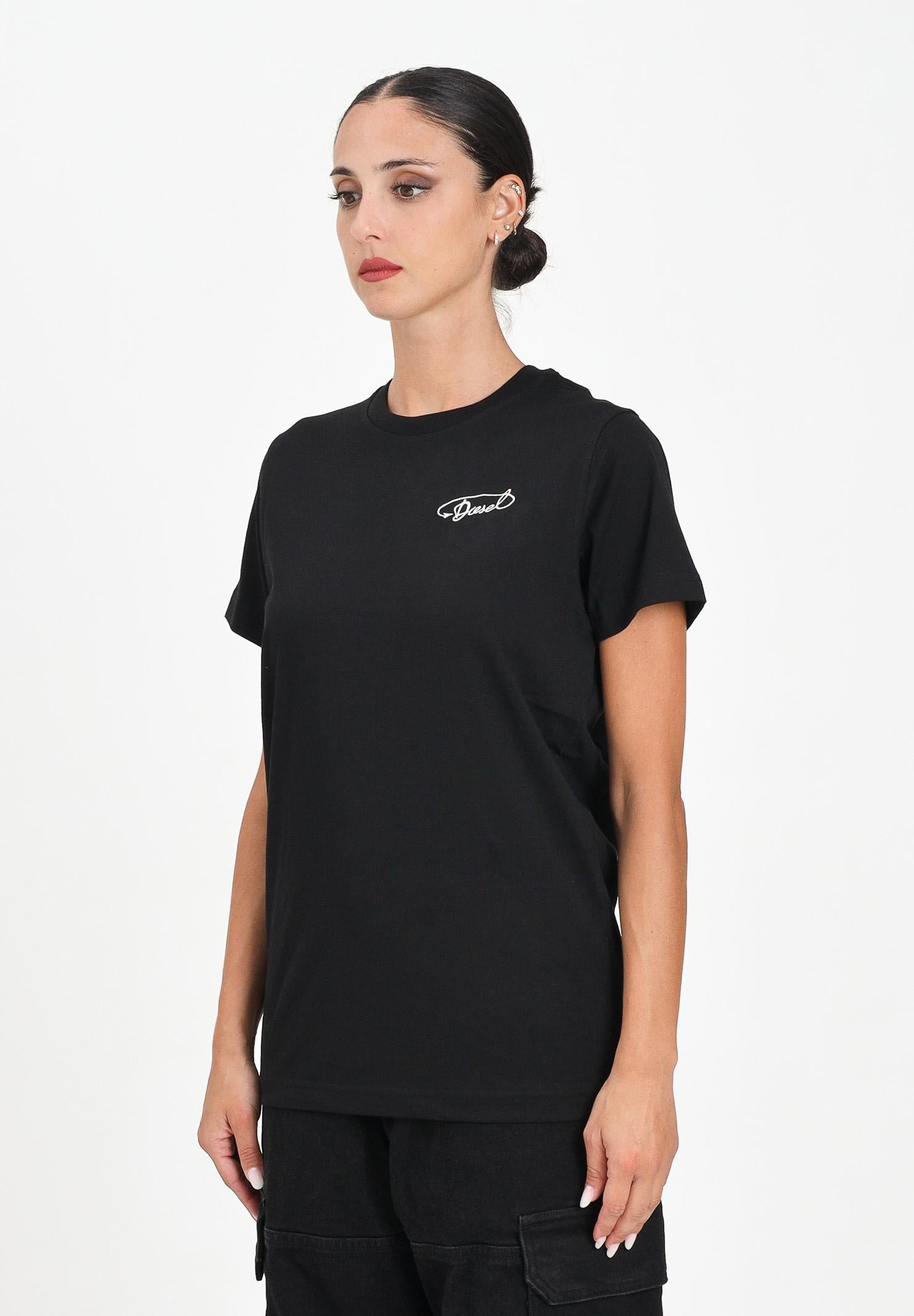 DIESEL T-shirt a manica corta nera per donna, ragazzi e bambini con logo Diesel J025260CATM K900 DIESEL