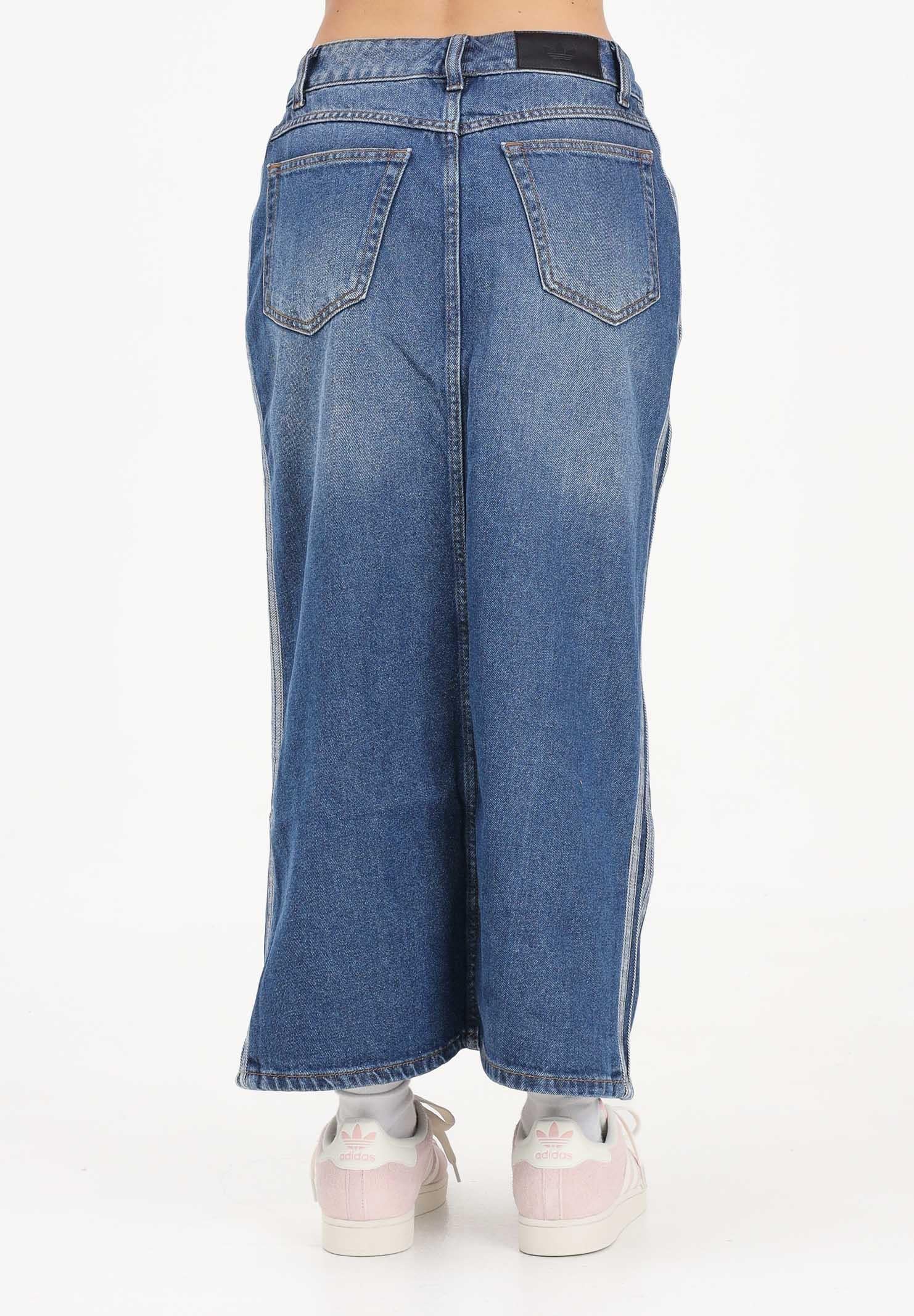 ADIDAS ORIGINALS Gonna midi 3 STRIPES in denim medio da donna KD2908 . ADIDAS ORIGINALS