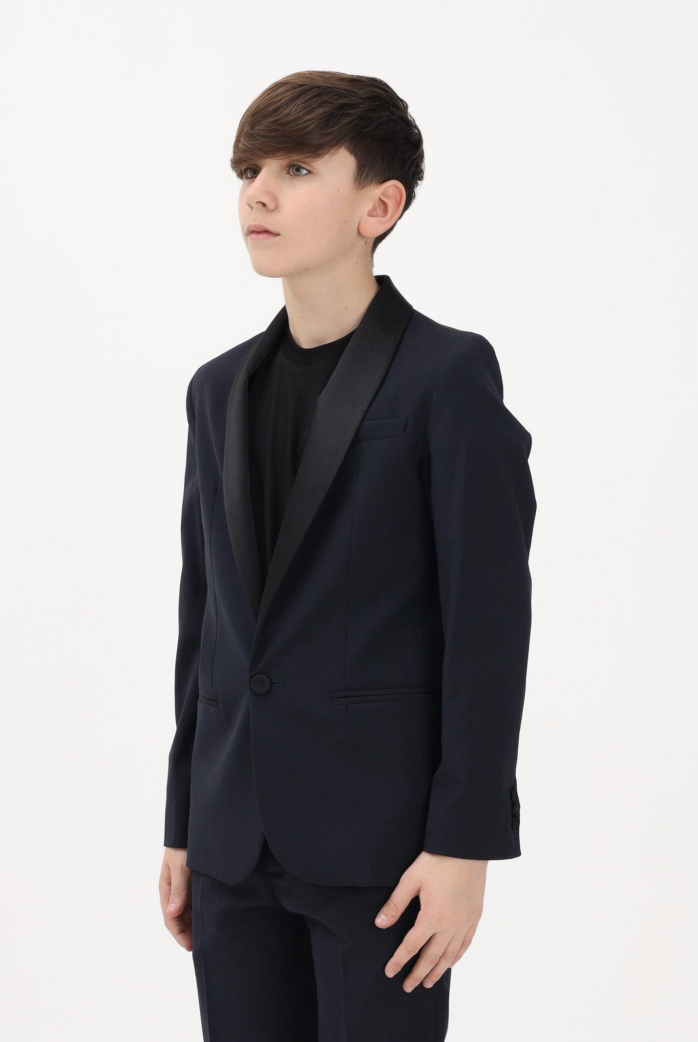 I'M BRIAN Giacca blu da bambino con rever in raso GIA3662J 005 I'M BRIAN