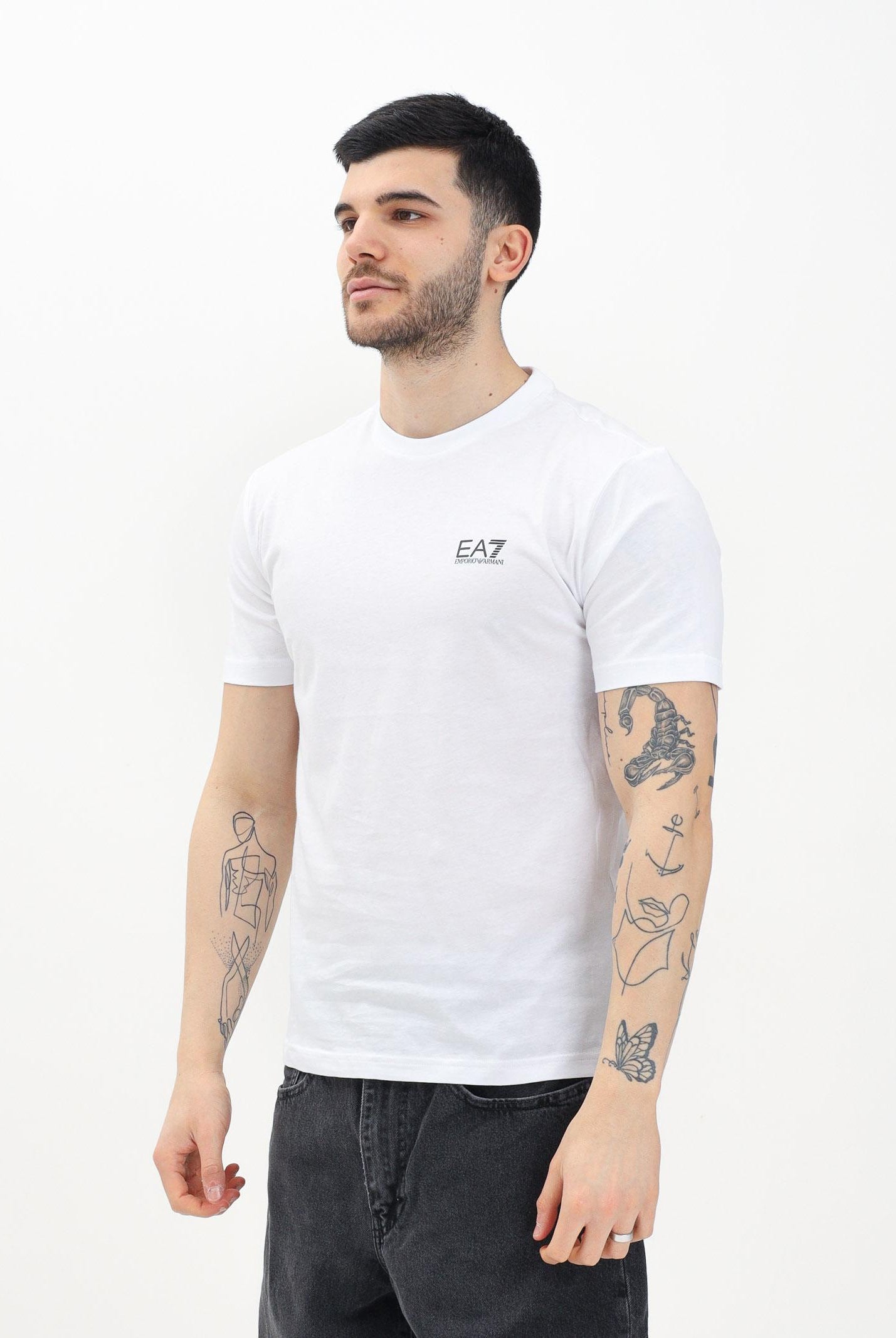 EA7 T-shirt a manica corta bianca da uomo con stampa logo 7M000567AF10375 M0003 EA7