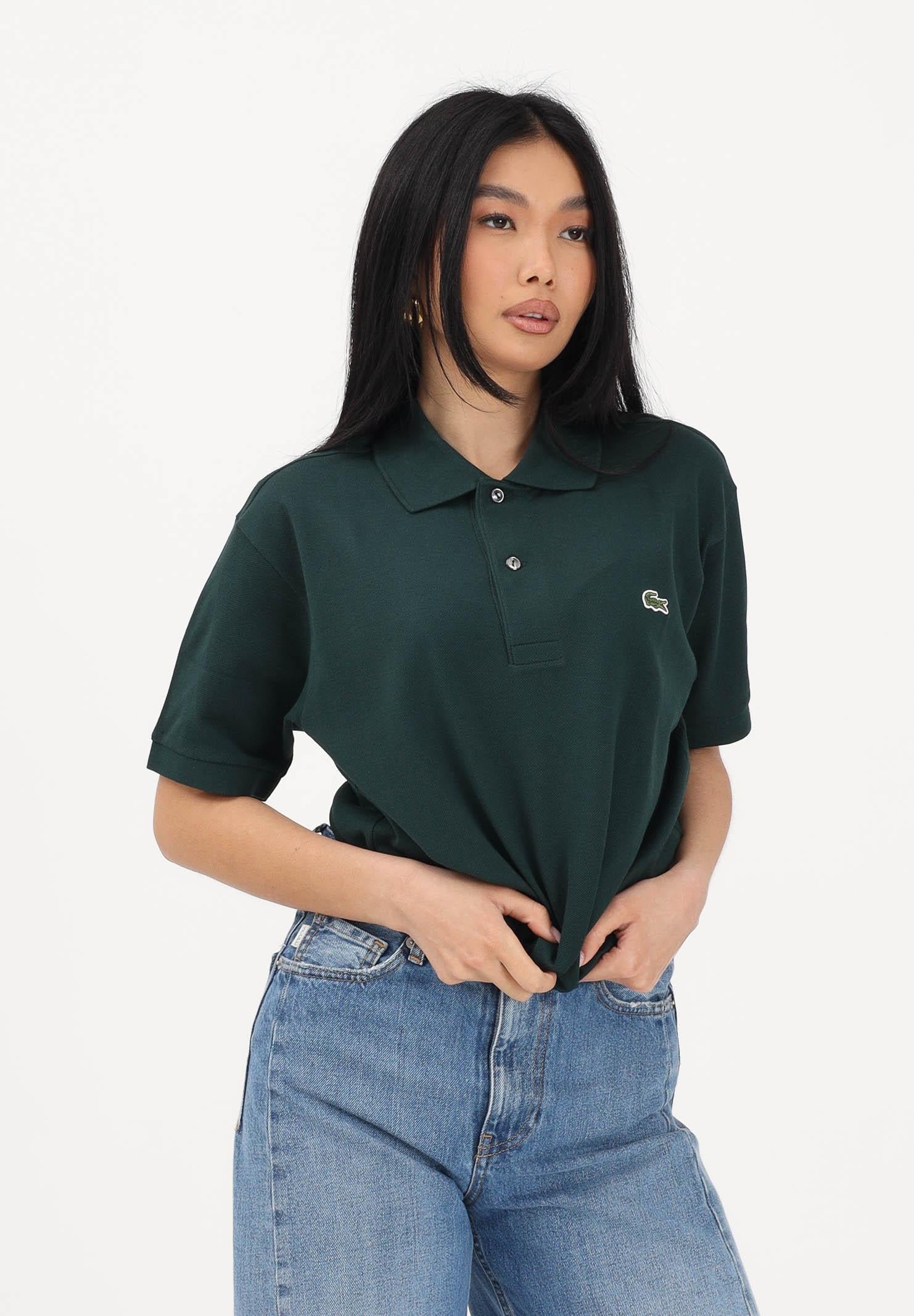 LACOSTE Polo verde scuro per uomo e donna con patch logo coccodirllo 1212 AFK LACOSTE