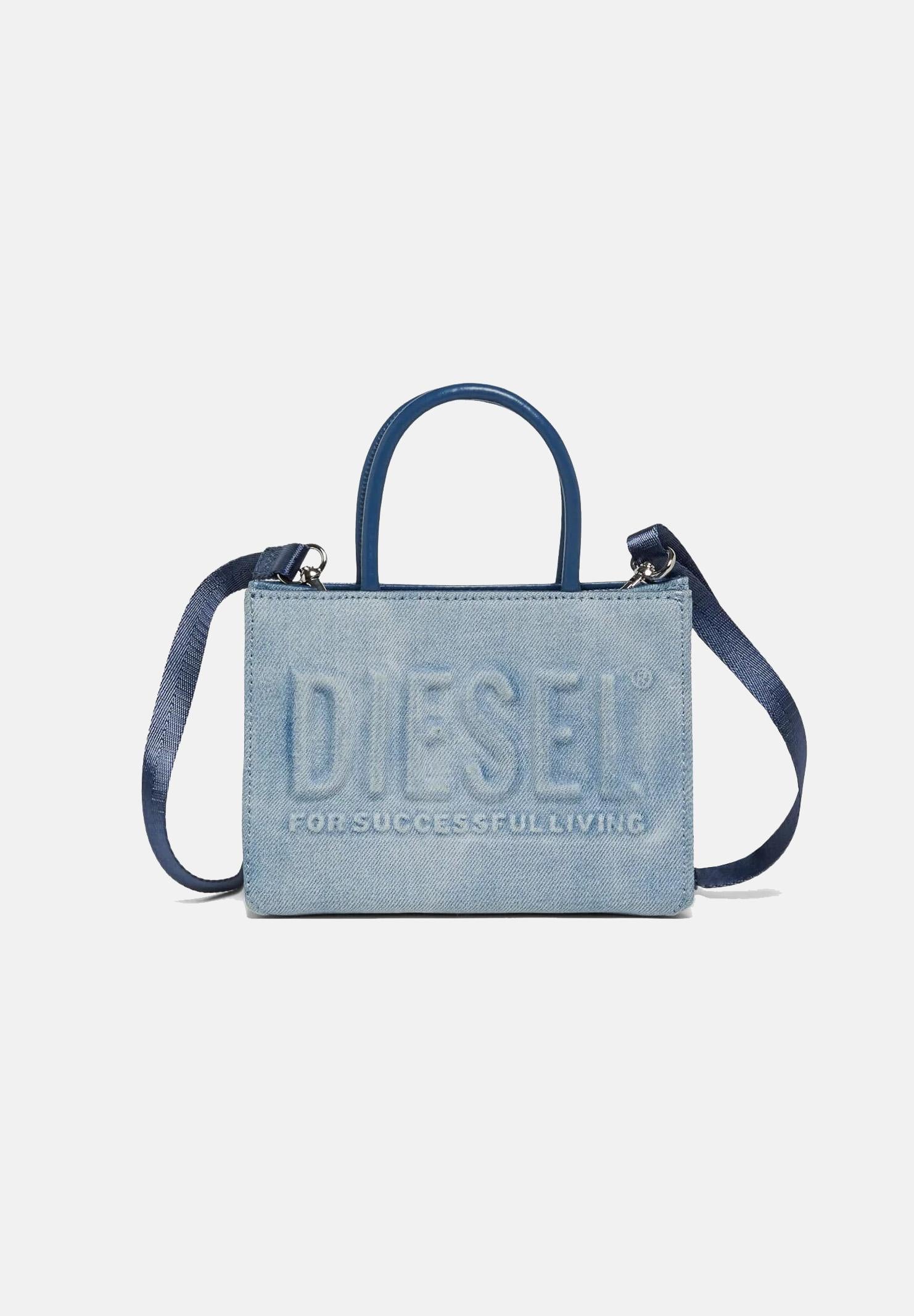 DIESEL Borsa a mano in denim chiaro da donna con logo J02529P1730 H8457 DIESEL