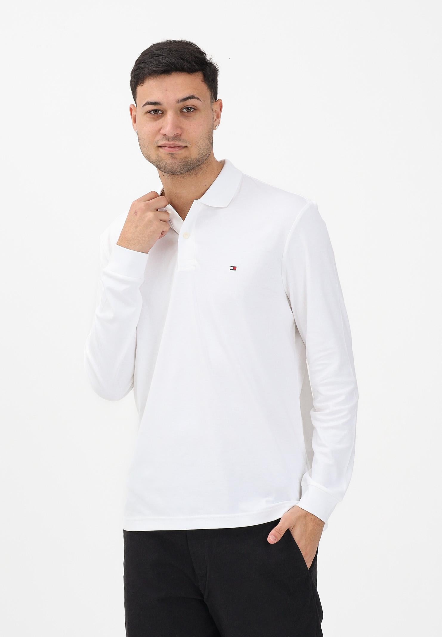 TOMMY HILFIGER Polo a manica lunga bianca da uomo MW0MW37317 YBR TOMMY HILFIGER