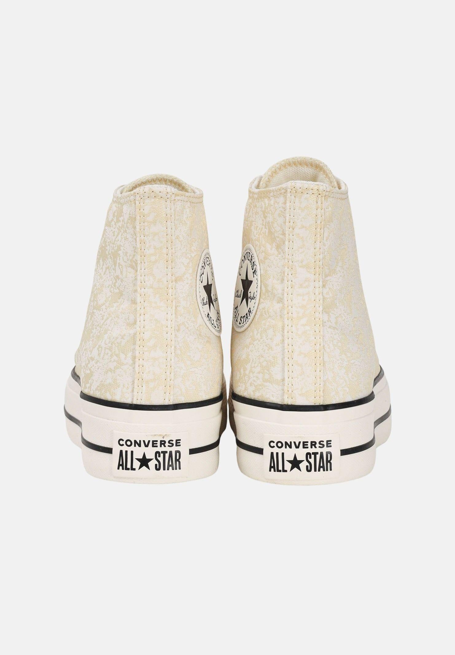 CONVERSE Sneakers Chuck Taylor All Star Lift Elevated Material Cano Alto panna e oro da donna A19115C . CONVERSE