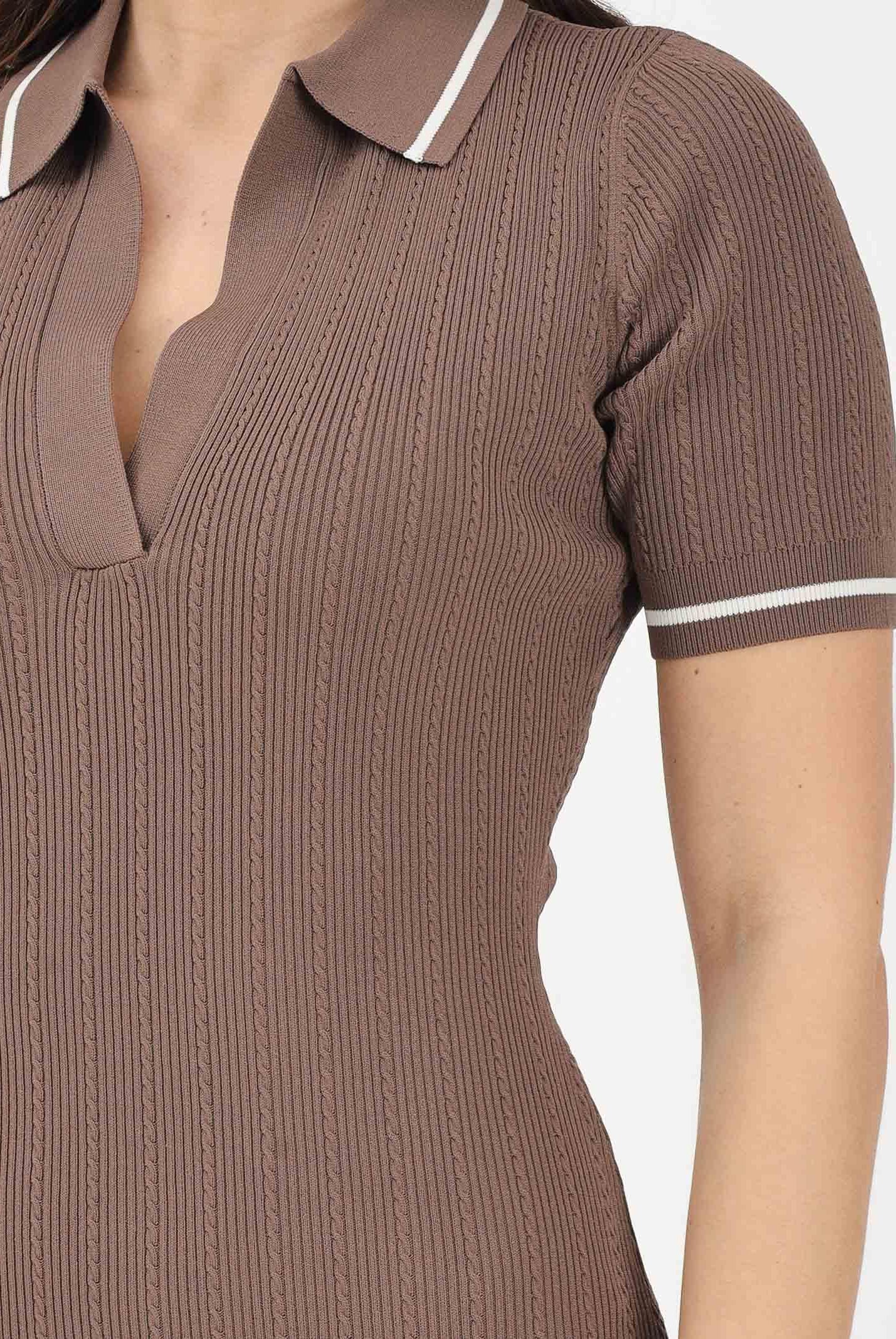 ARMANI EXCHANGE Abito midi marrone da donna in maglia a costine XW002244AF10352 U6136 ARMANI EXCHANGE