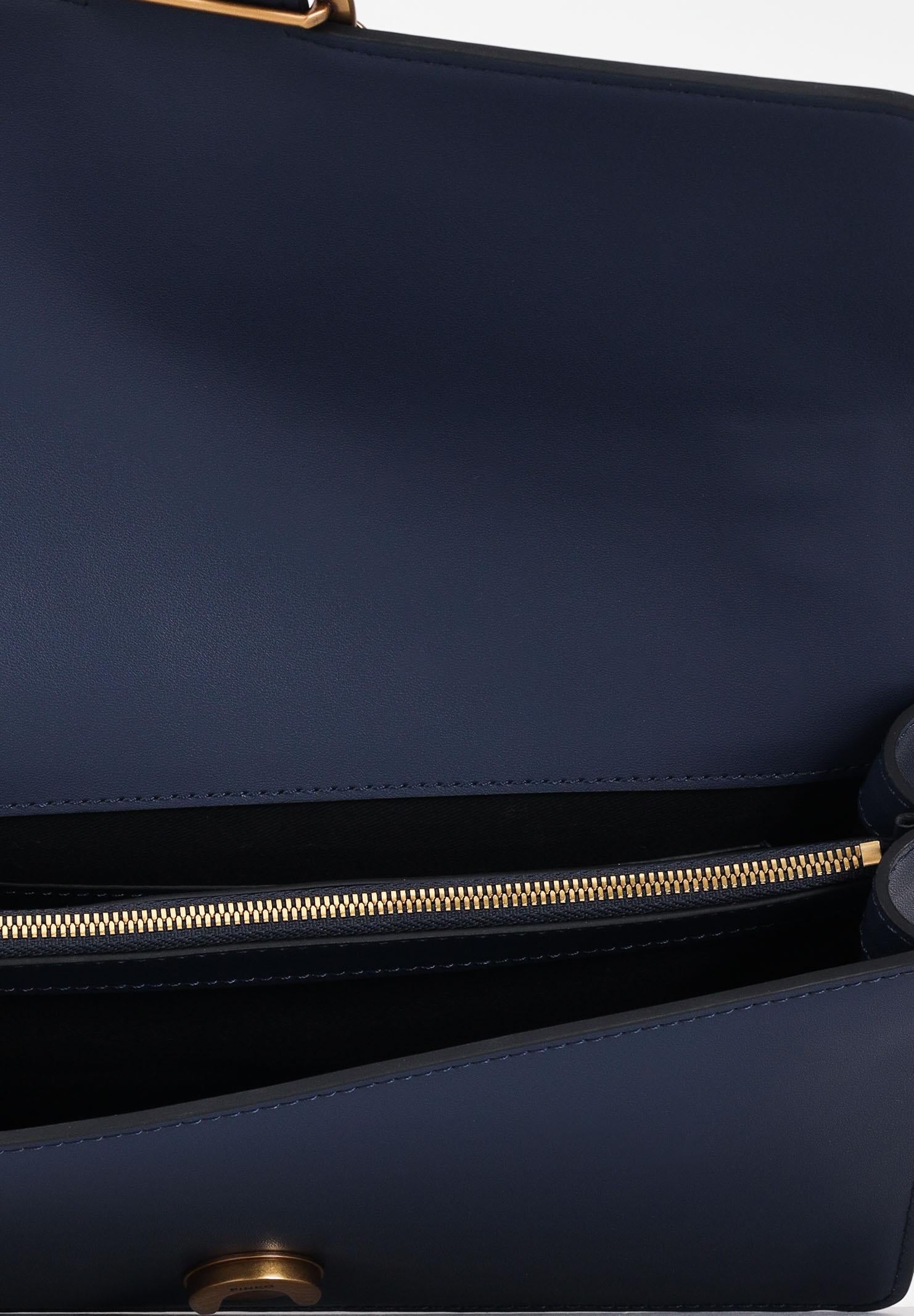 PINKO Borsa a tracolla Classic Love Bag One in morbida pelle mano seta blu da donna 100941A0F1 G08Q PINKO