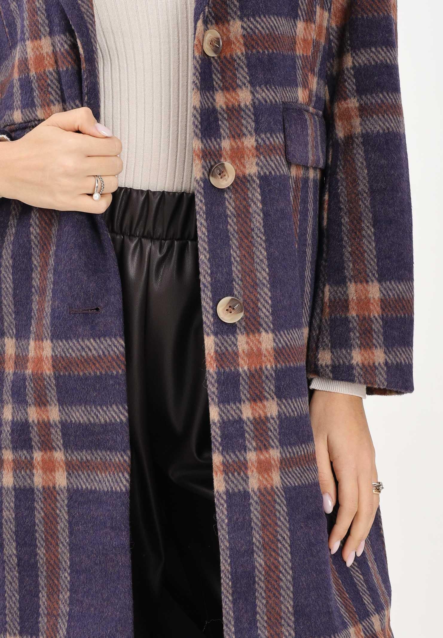 ONLY Cappotto lungo viola da donna caratterizzato da un elegante motivo a quadri 15355210 PlumPerfect ONLY