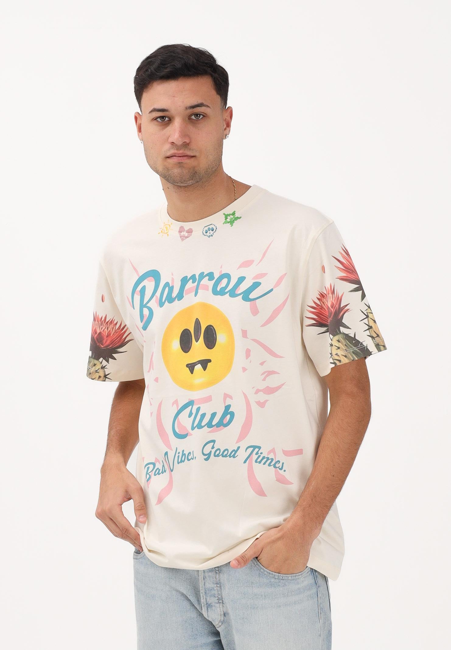 BARROW T-shirt a manica corta crema per uomo e donna con stampe S6BWUATH069 013 BARROW