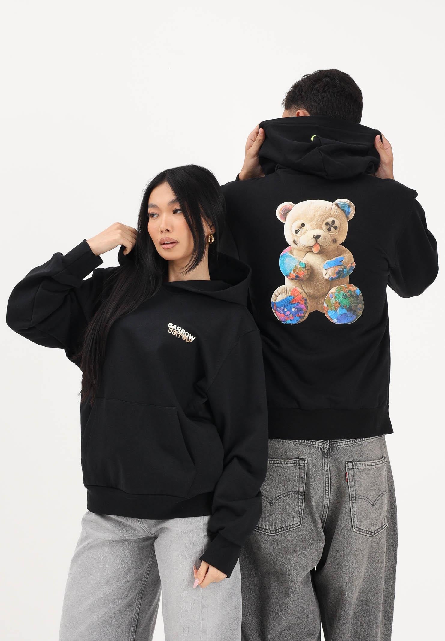 BARROW Felpa con cappuccio nera per uomo e donna caratterizzata da stampa sul retro S6BWUAHS075 110 BARROW