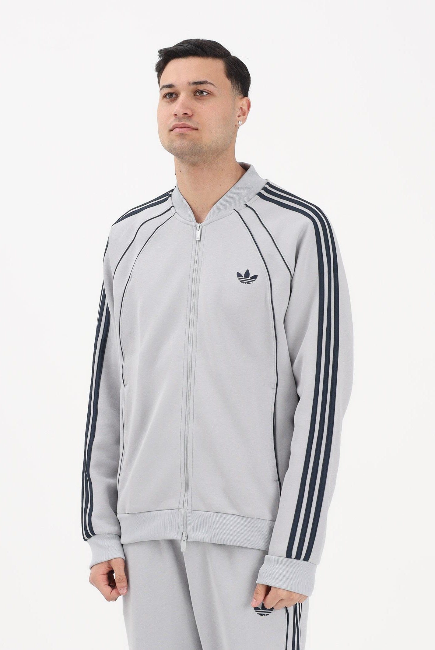 ADIDAS ORIGINALS Felpa con zip Adicolor 2.0. grigia e blu da uomo KD5839 . ADIDAS ORIGINALS