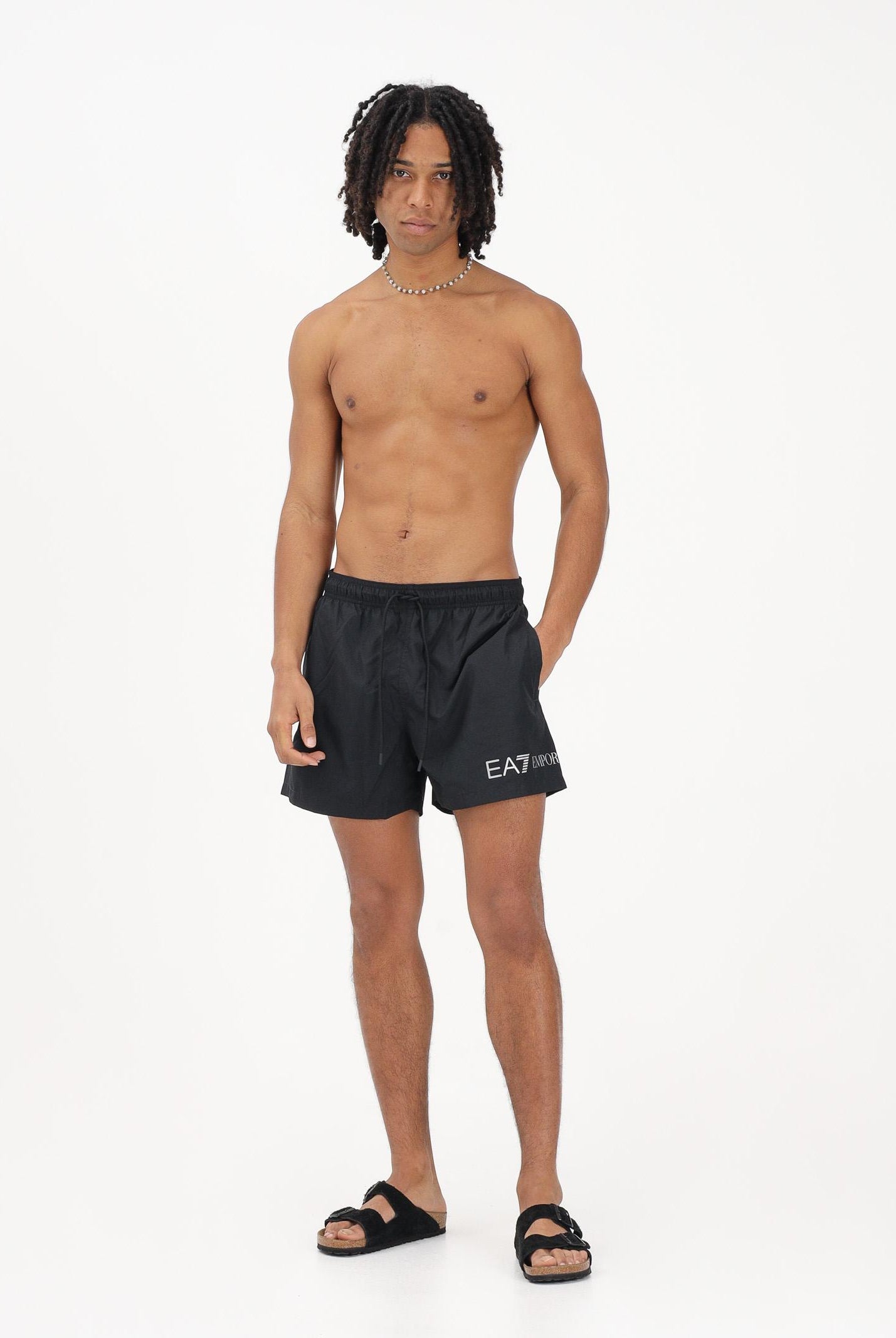 EA7 Shorts mare nero da uomo con stampa logo 7M002000AF13049 MC026 EA7