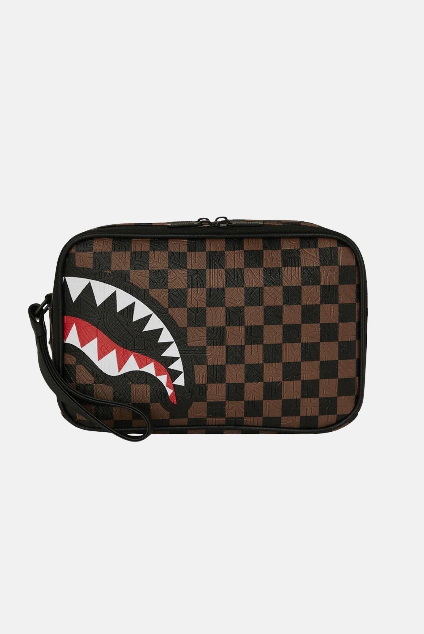 SPRAYGROUND Pochette CHECK 2 EMBOSS TOILETRY BAG marrone per uomo e donna 910B8238NSZ . SPRAYGROUND