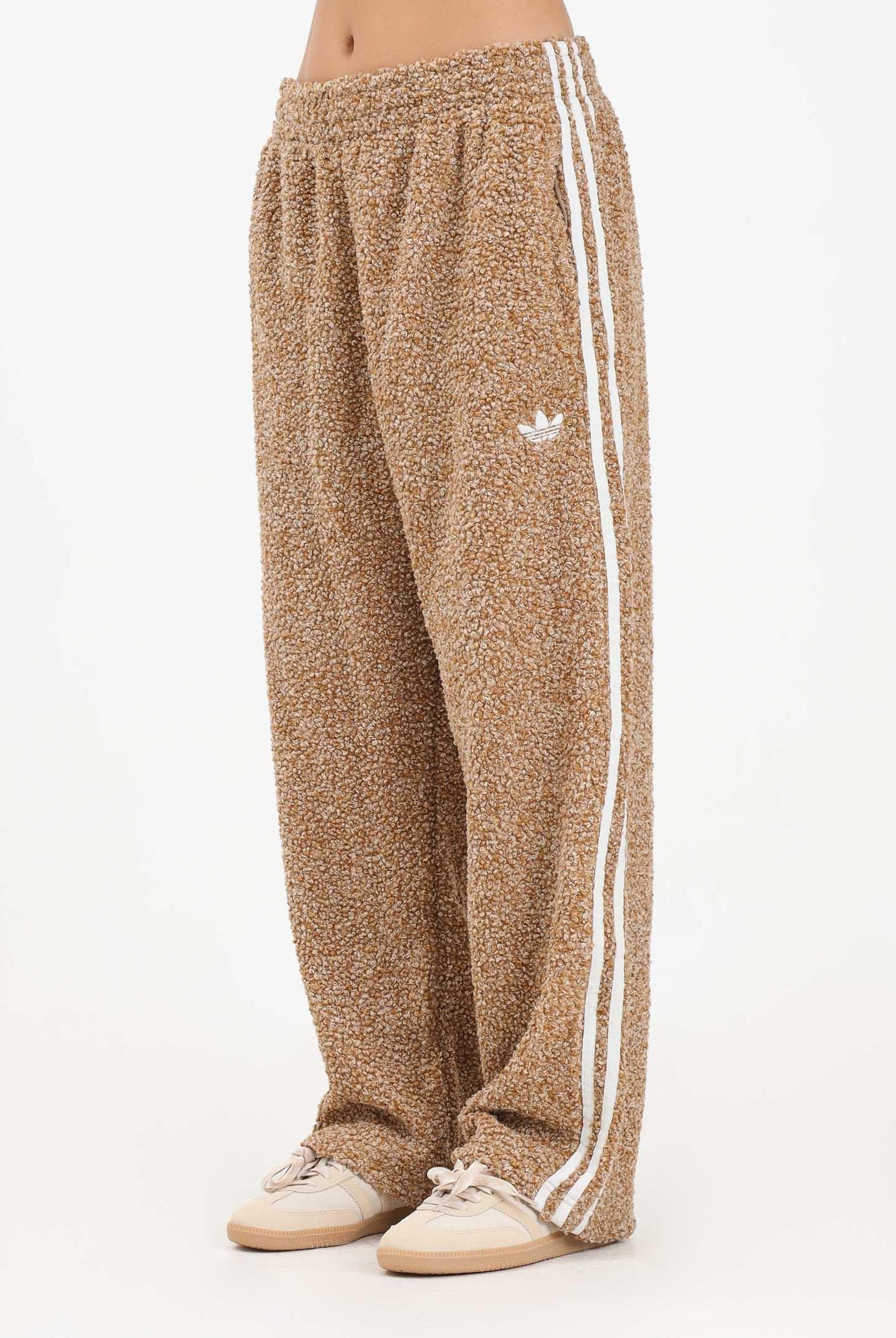 ADIDAS ORIGINALS Pantalone sportivo Firebird beige da donna realizzato in tessuto effetto bouclé KR5156 ADIDAS ORIGINALS