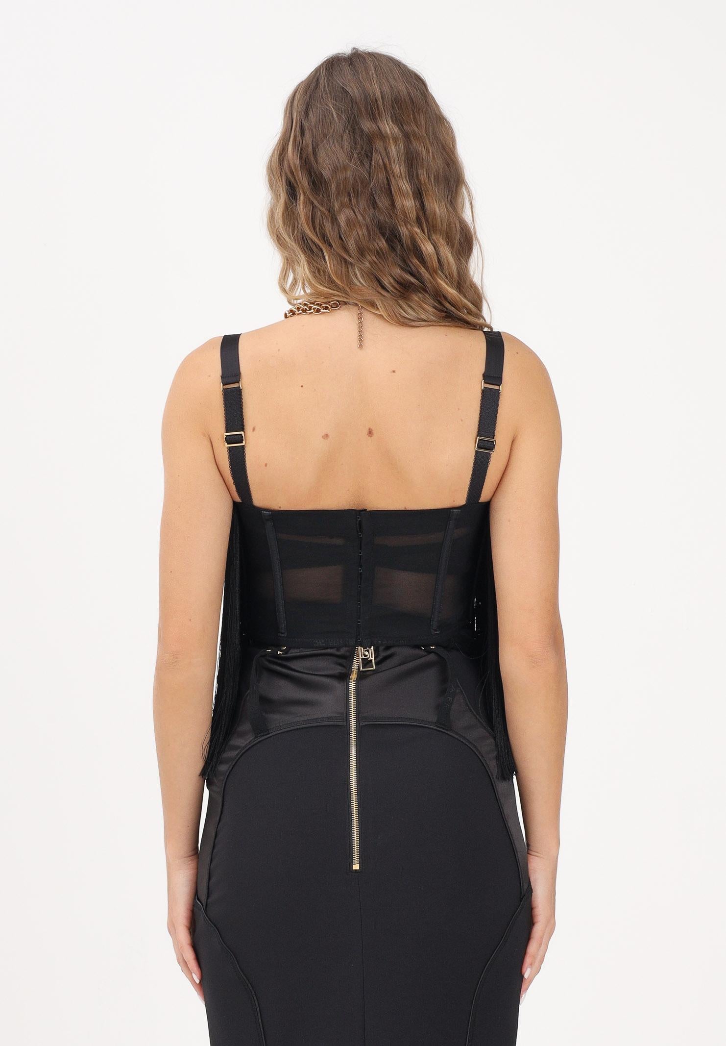 ELISABETTA FRANCHI Corpetto nero da donna con frange TO06262E2 110 ELISABETTA FRANCHI
