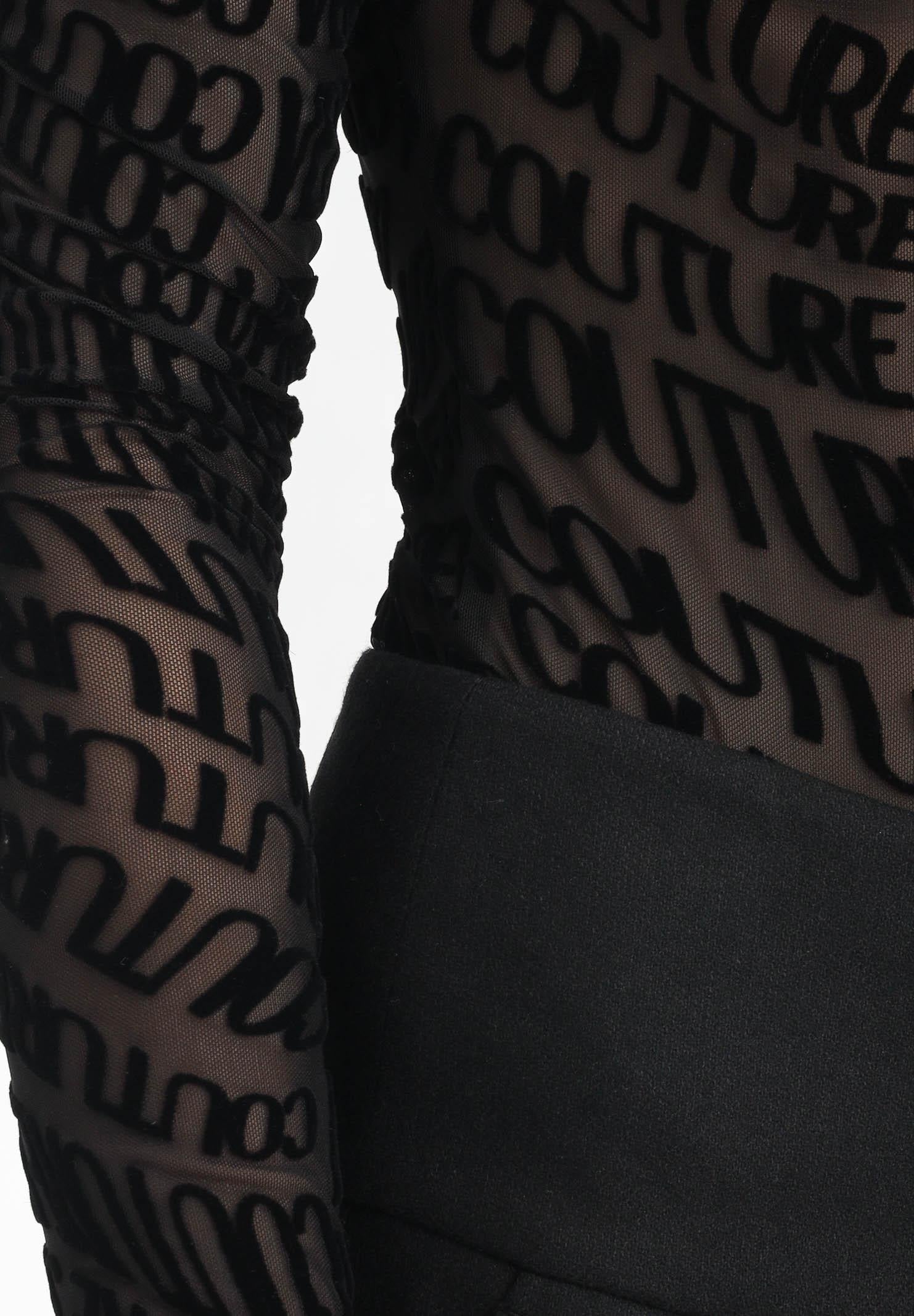 VERSACE JEANS COUTURE Body nero da donna con motivo Liquify Logomania 79HAM221JS490 899 VERSACE JEANS COUTURE