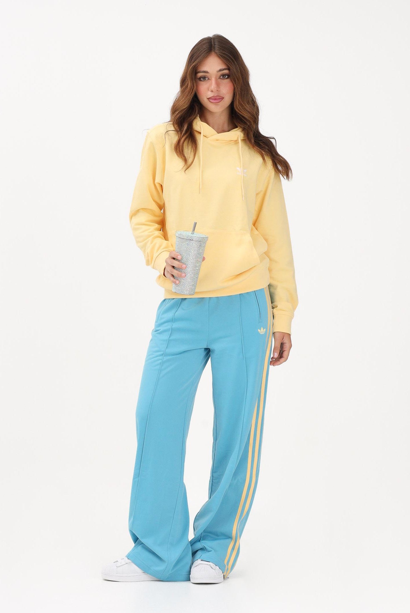 ADIDAS ORIGINALS Pantalone sportivo FIREBIRD azzurro e giallo da donna KT4628 . ADIDAS ORIGINALS