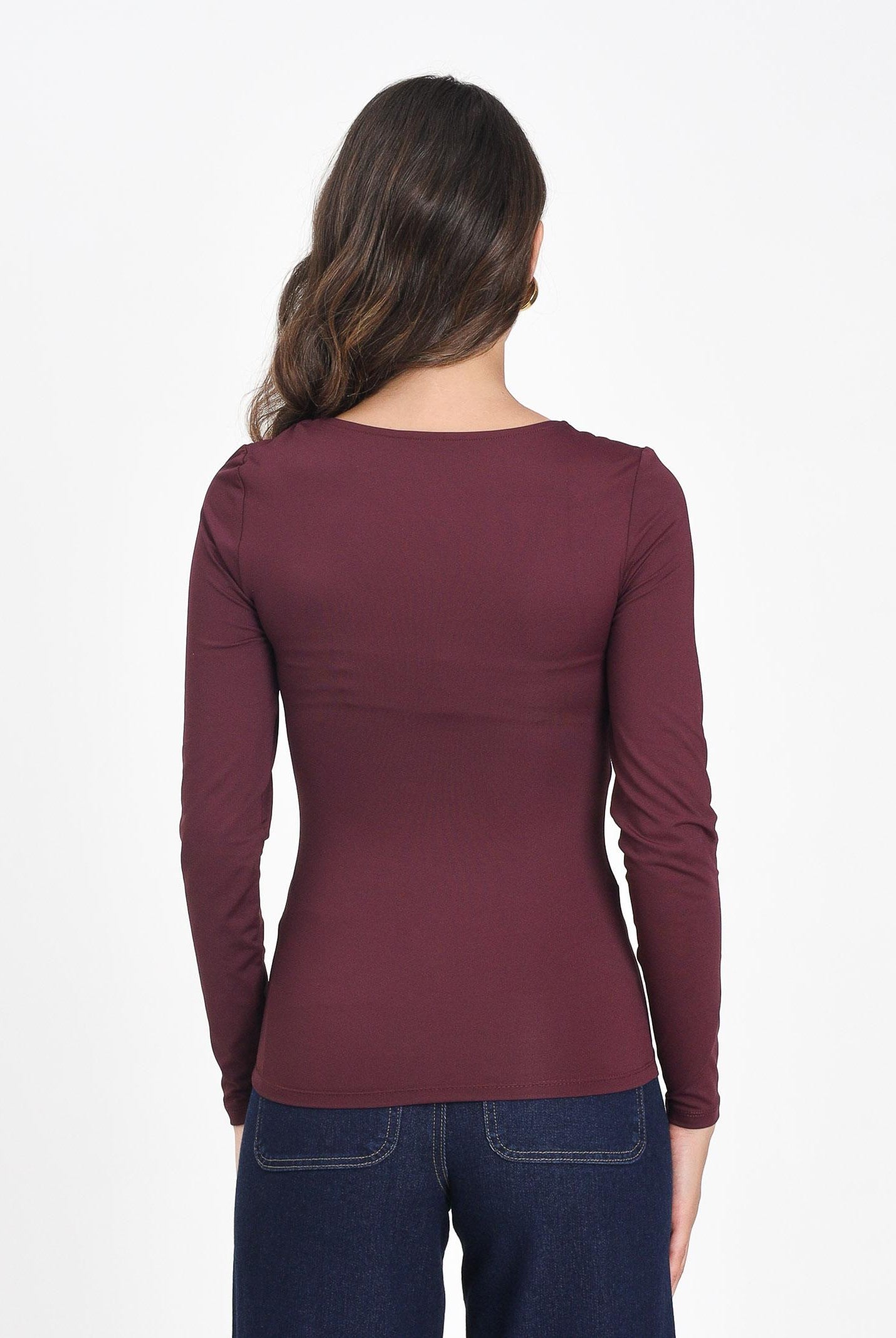 ONLY T-shirt a manica lunga bordeaux da donna 15302647 Winetasting ONLY